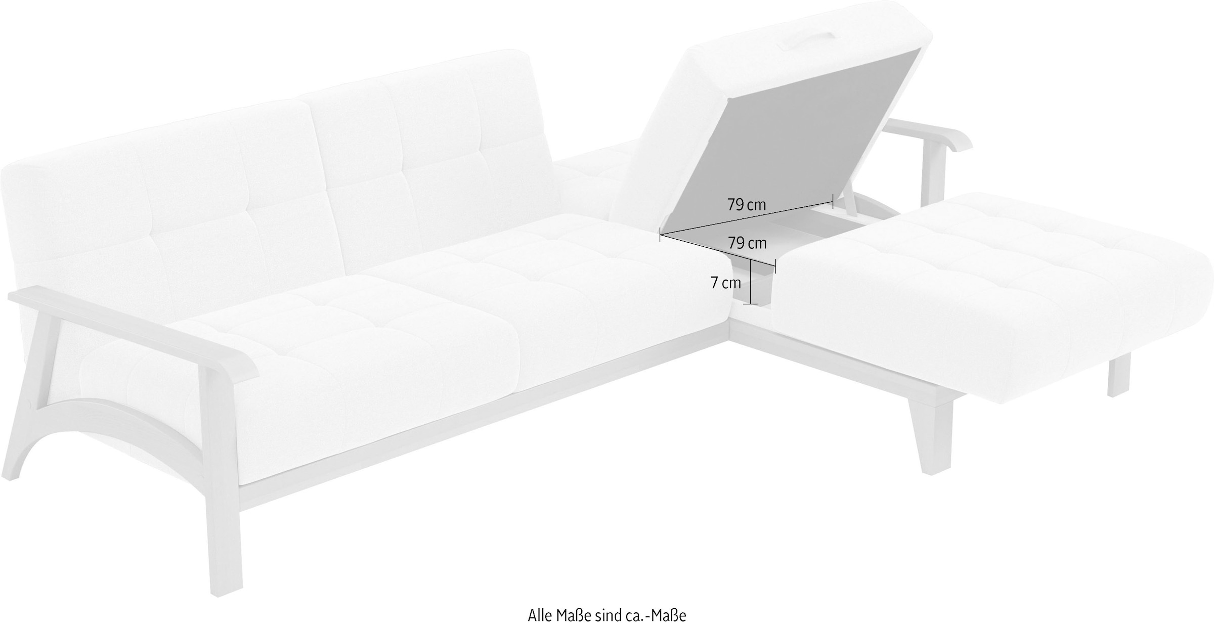 sit&more Ecksofa »Billund L-Form«, Armlehnen aus Buchenholz in natur, verschiedene Bezüge und Farben