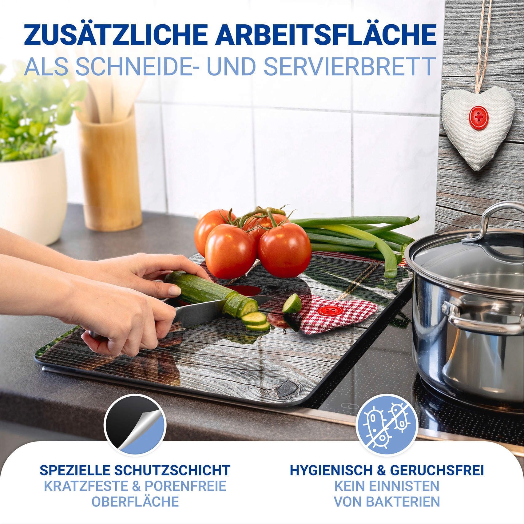 WENKO Herd-Abdeckplatte »Universal Modell Herzen« Herdabdeckung für alle Herdarten, kratzfest, mit rutschfesten Füßen