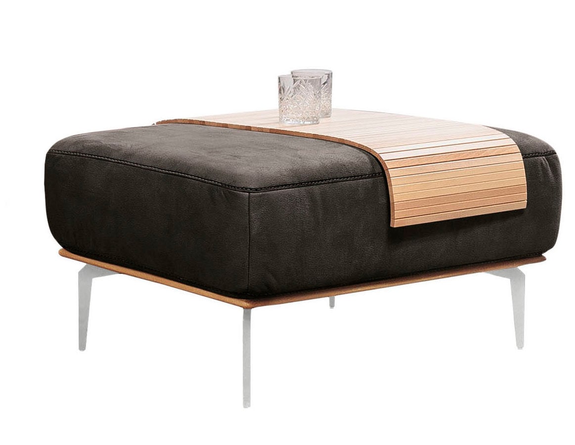 W.SCHILLIG Polsterhocker »run«, mit elegantem Holzsockel, Füße in Chrom glänzend, Breite 75 cm