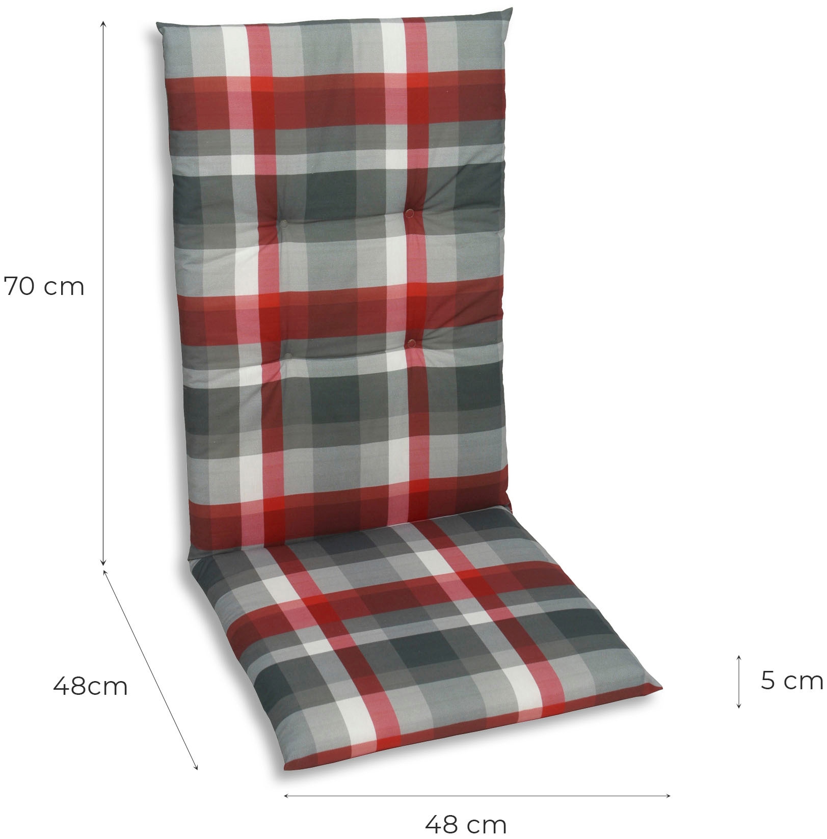 GO-DE Hochlehnerauflage, Maße ca.: 48 cm x 5 cm x 118 cm