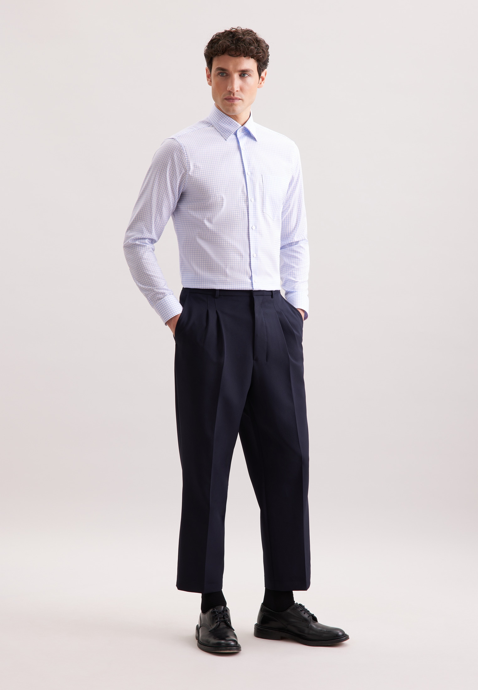 seidensticker Businesshemd »Schwarze Rose«, Regular 1/1 Covered-Button-Down-Kragen Karo