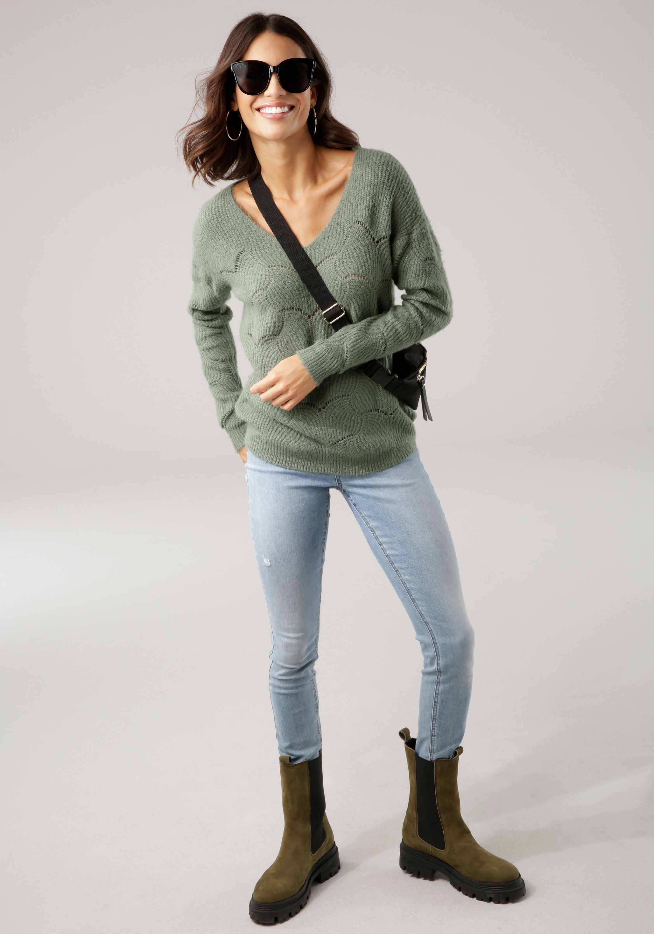 Laura Scott Strickpullover, mit modischem Strickmuster