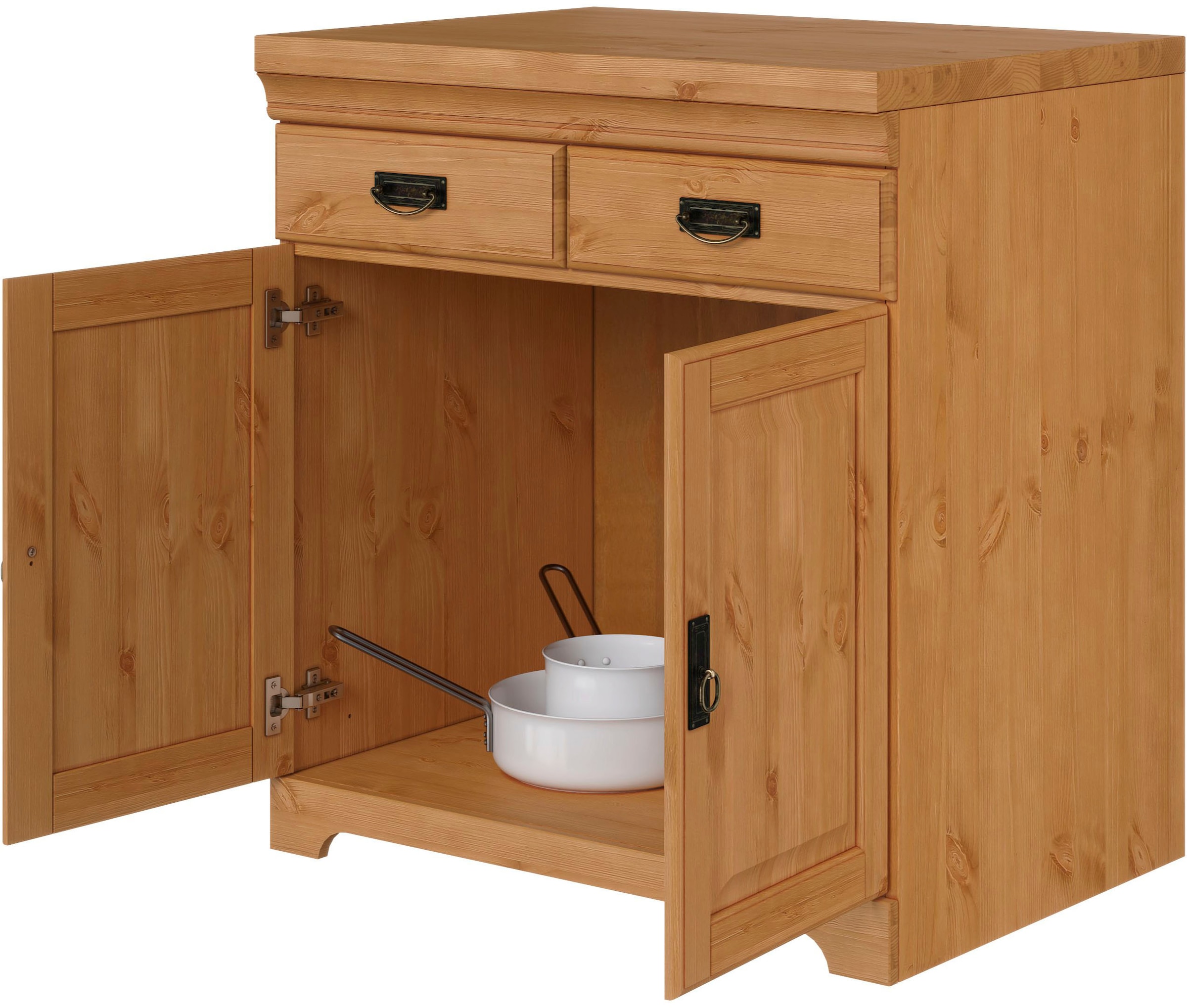 Home affaire Spülenschrank »Rügen« Breite 80 cm, Kiefer massiv, mit 2 Türen