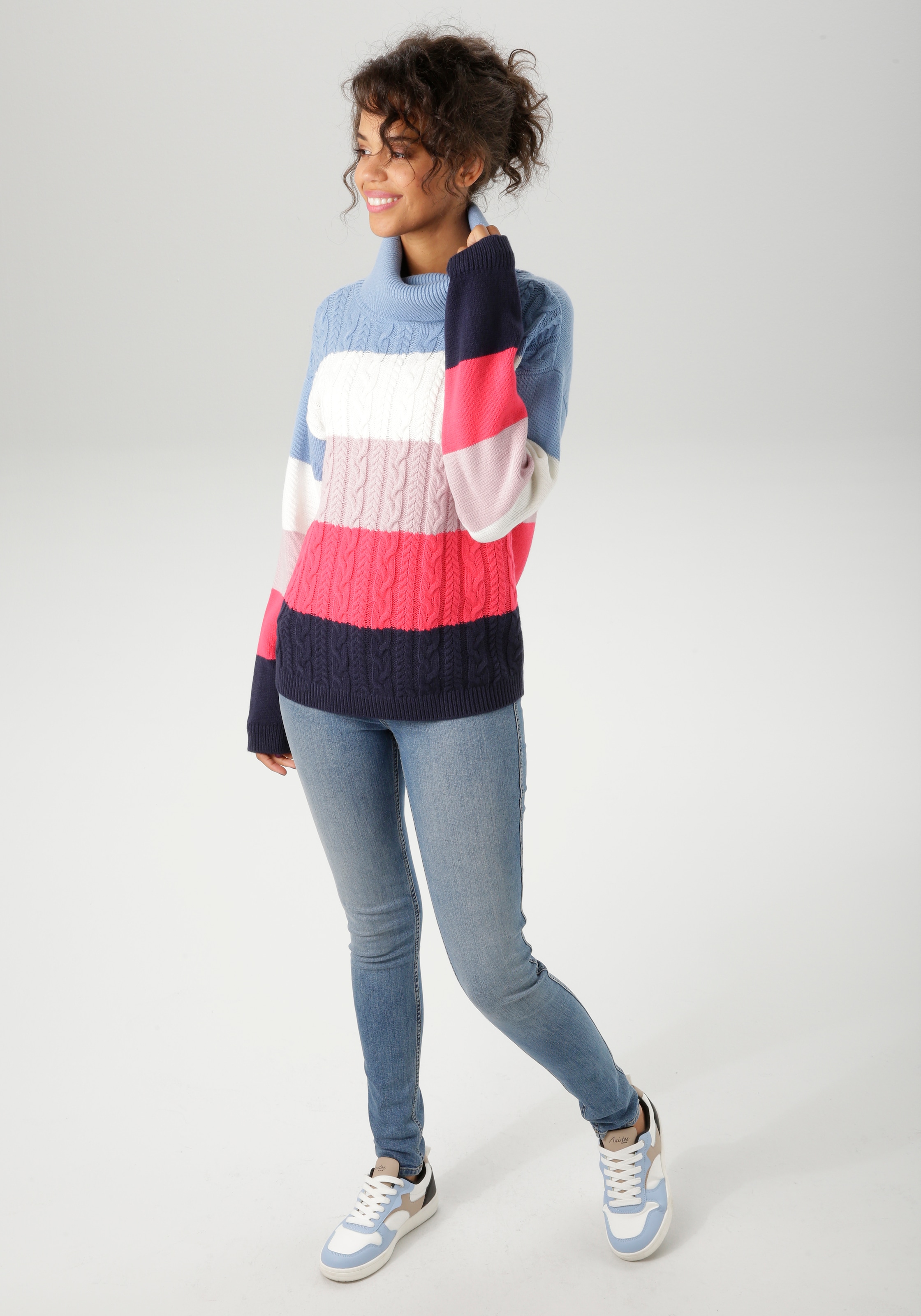 Aniston CASUAL Strickpullover in farbenfroher oder gedeckteren Farbkombination - NEUE KOLLEKTION