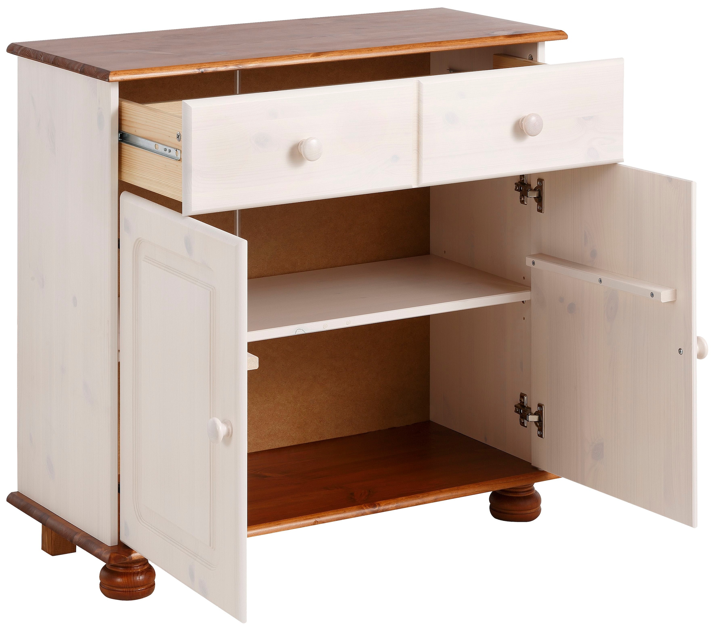 Home affaire Sideboard »Mette«, Kommode mit gefrästen, kugelförmigen Füßen, Breite 80 cm