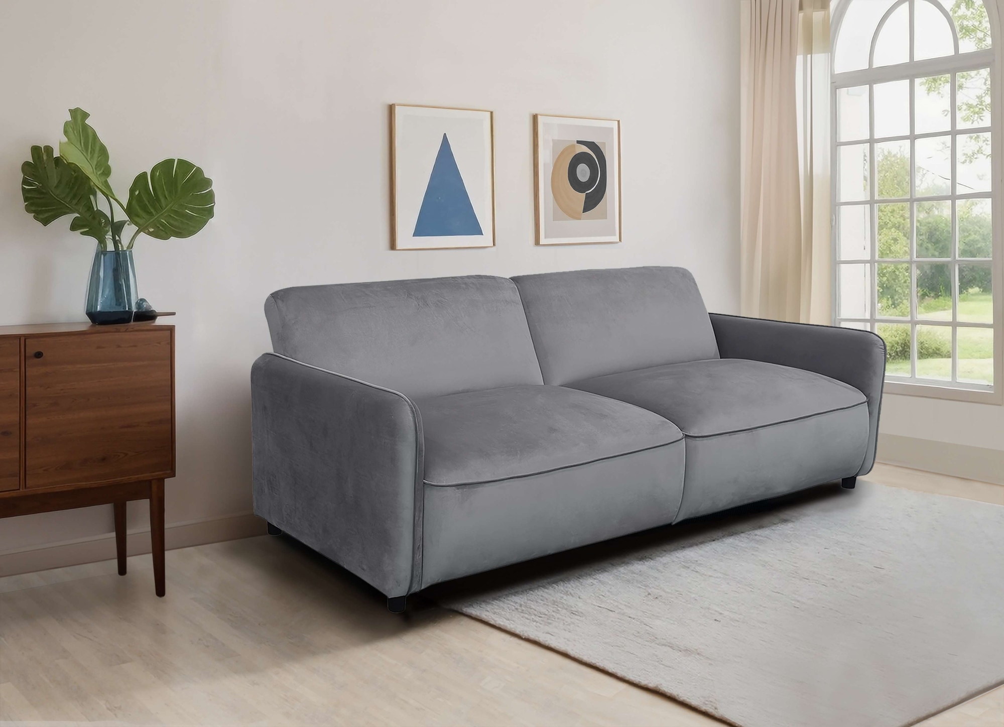 Dorel Home 3-Sitzer »Allie Curved Schlafsofa 209 cm«, Bettfunktion (110/190), verstellbare Rückenlehne, Cord u. Velours