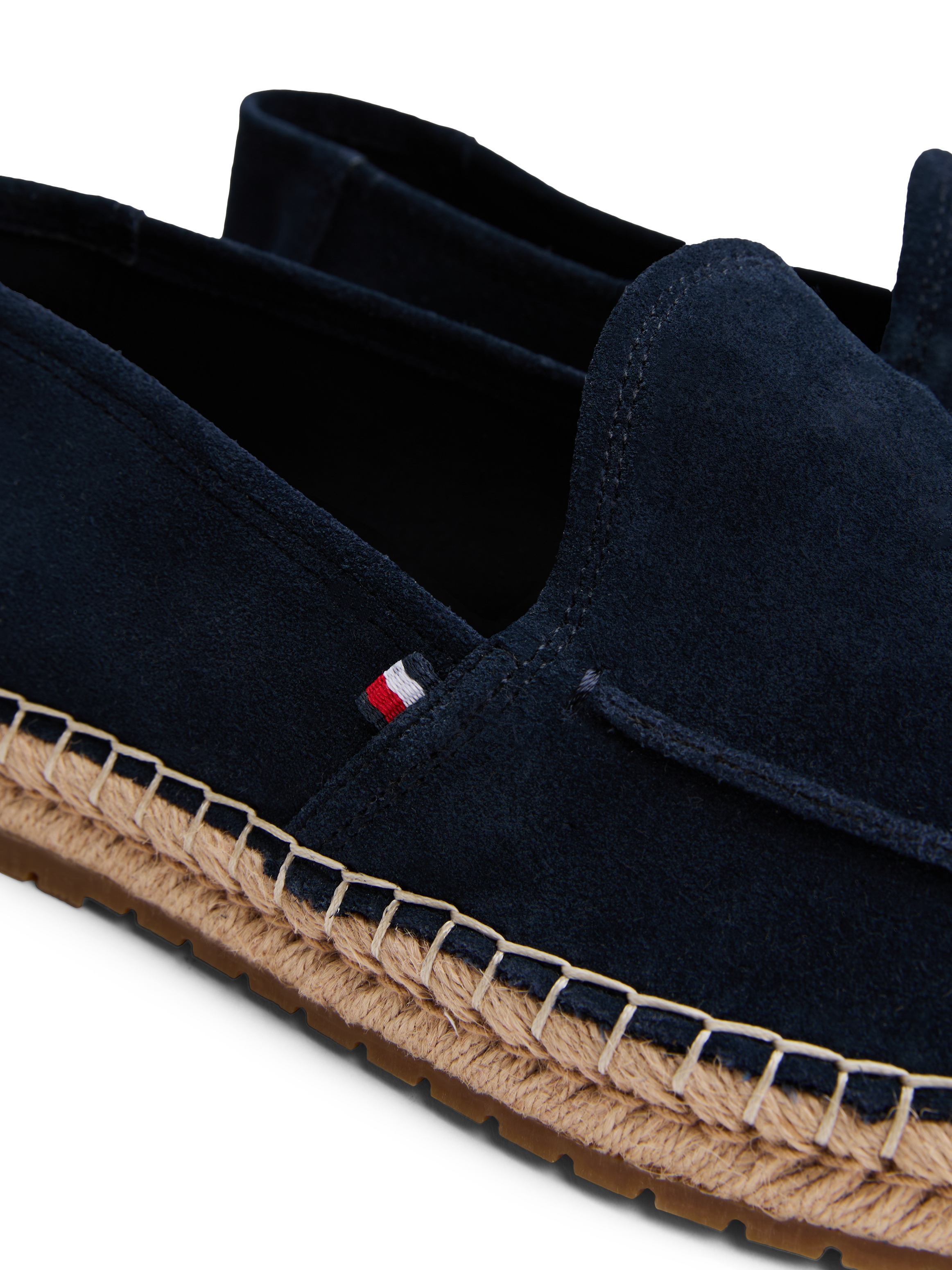 Tommy Hilfiger Espadrille »HILFIGER FLEX ESPA SUEDE LOAFER«, Sommerschuh, Schlupfschuh, Slipper mit Bastbezug am Plateau