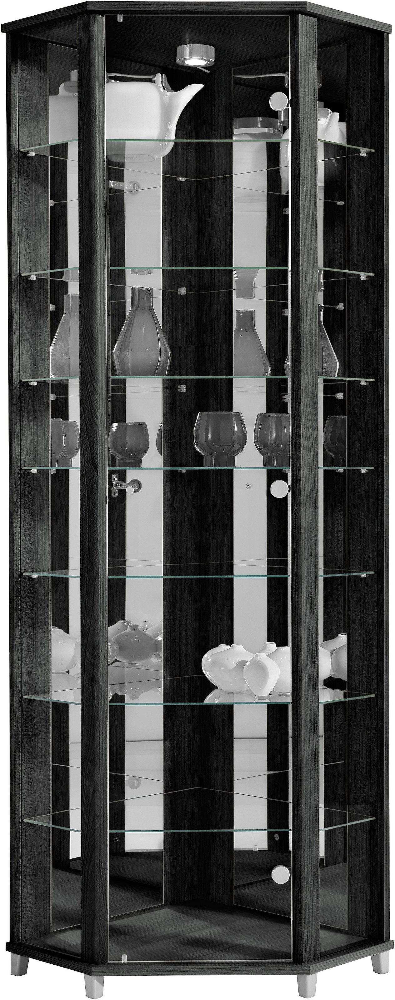 Vitrine »TRIO«, Eckvitrine/Glasvitrine 1x Glastür, perfekt für Sammler, Sammlervitrine