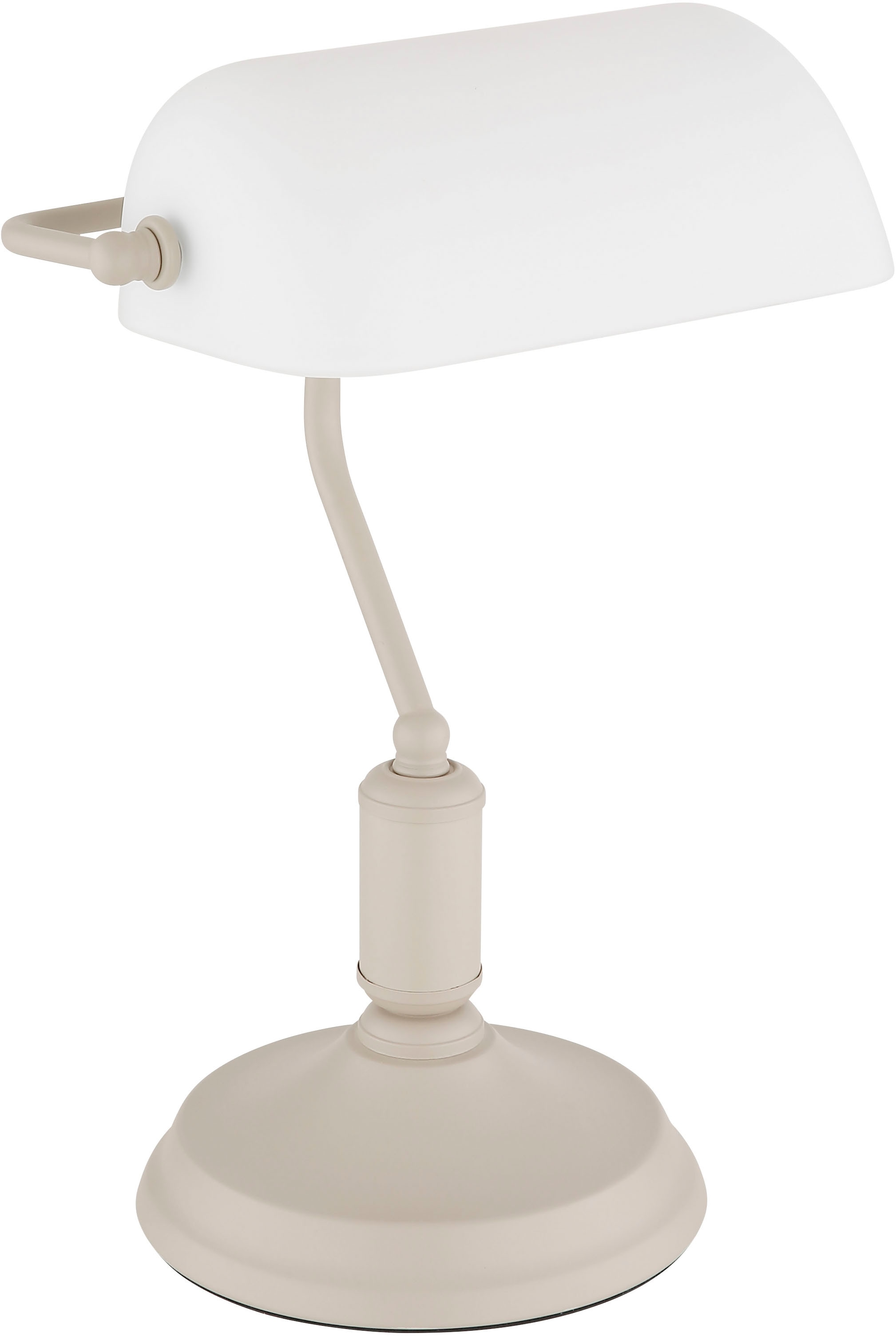 my home Tischleuchte »Leandra Bankerslamp« E27 1 Stk. Wippschalter am Kabel, Bankerlampe, beige, Vintage