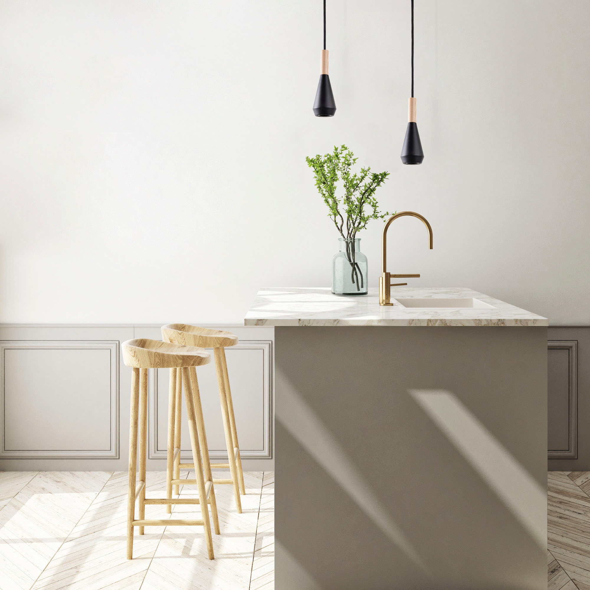 Paco Home Pendelleuchte »MORA«, Leuchtmittel GU10 | ohne Leuchtmittel, Wohnzimmer Esszimmer Klein Modern Holz Metall GU10 Trichterform