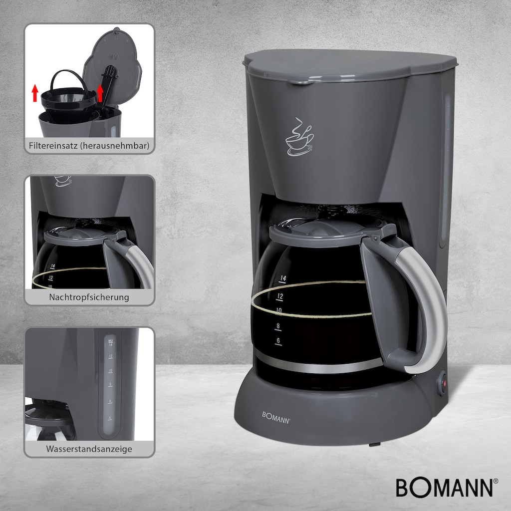 BOMANN Filterkaffeemaschine »KA 183 CB«, 1,5 l Kaffeekanne, Papierfilter, 1x4