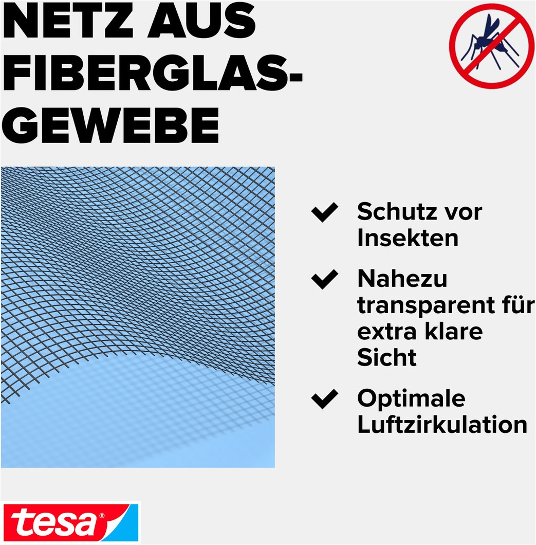 tesa Fliegengitter-Gewebe »Nachfüllrolle Fiberglas Premium - Fliegengitter Ersatzrolle« Packung, Nachfüllrolle, 1 Stk. tlg. INSECT STOP - 120x250cm, Anthrazit (Durchsichtig)