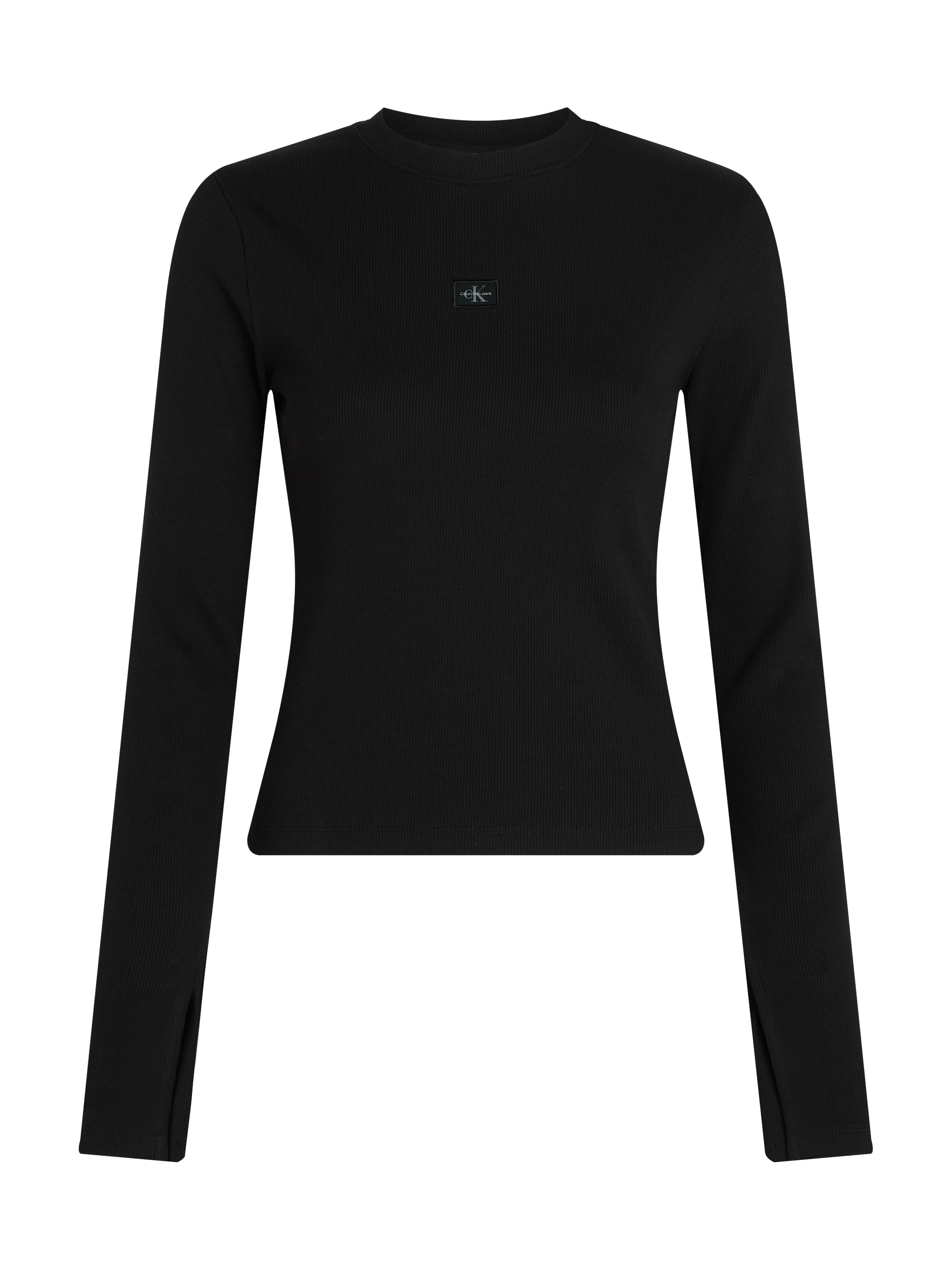 Calvin Klein Jeans Longtop »WOVEN LABEL RIB LS TOP«, mit Logodruck