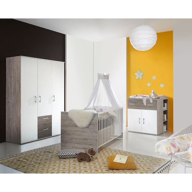 arthur berndt Babyzimmer-Komplettset »Franzi«, (Set, 4 St., Kinderbett,  Regal, Schrank, Wickelkommode), Made in Germany; mit Kinderbett, Regal,  Schrank und Wickelkommode bei ♕