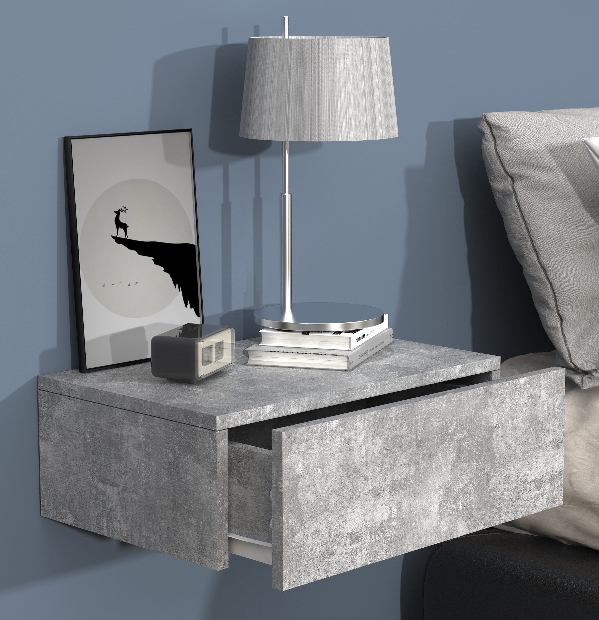 VCM Nachttisch »Holz Wandschublade Wand Hänge Nachttisch Usal M45« 1 Stk. tlg.