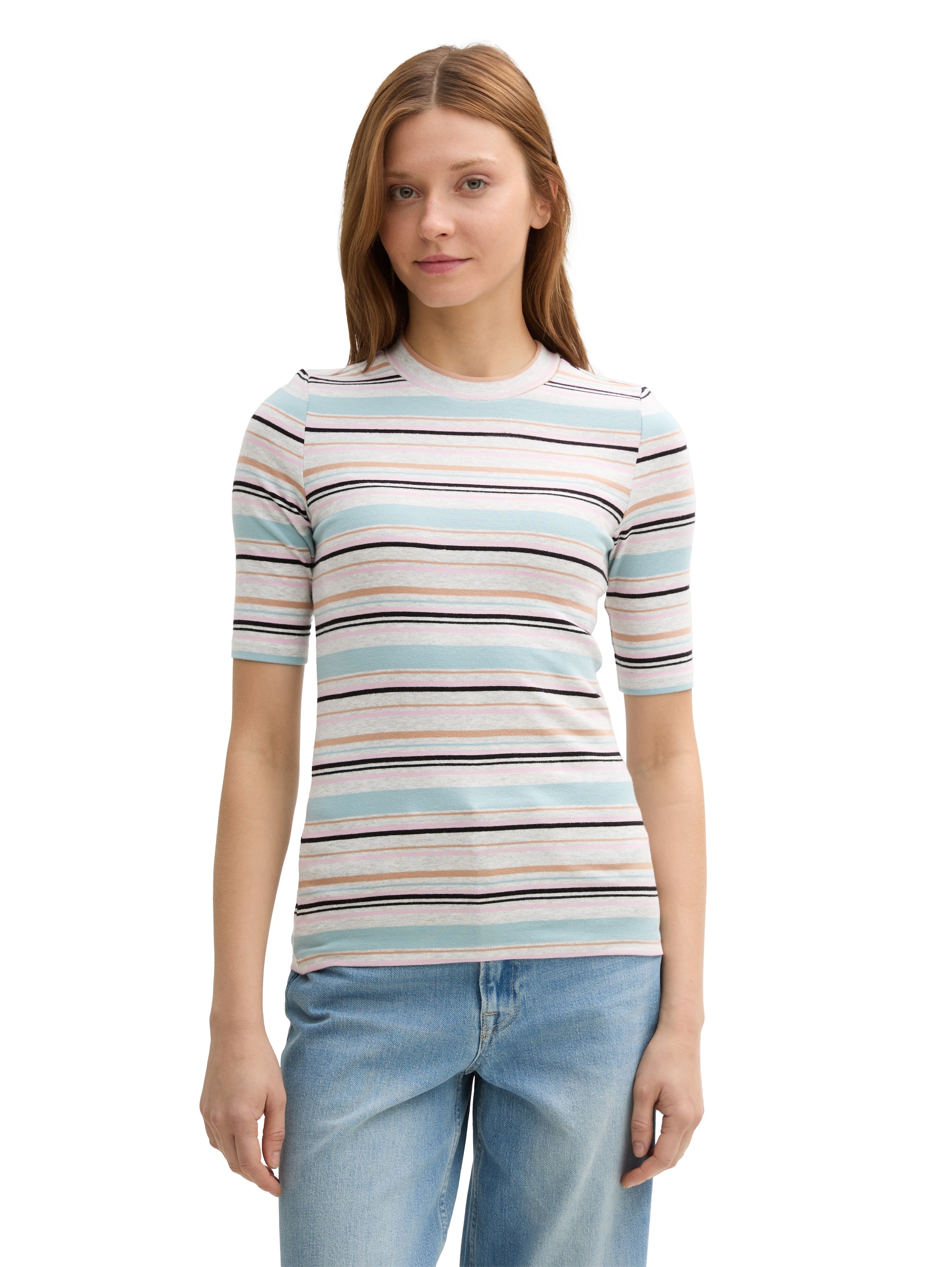 TOM TAILOR Denim T-Shirt, mit Streifen Muster