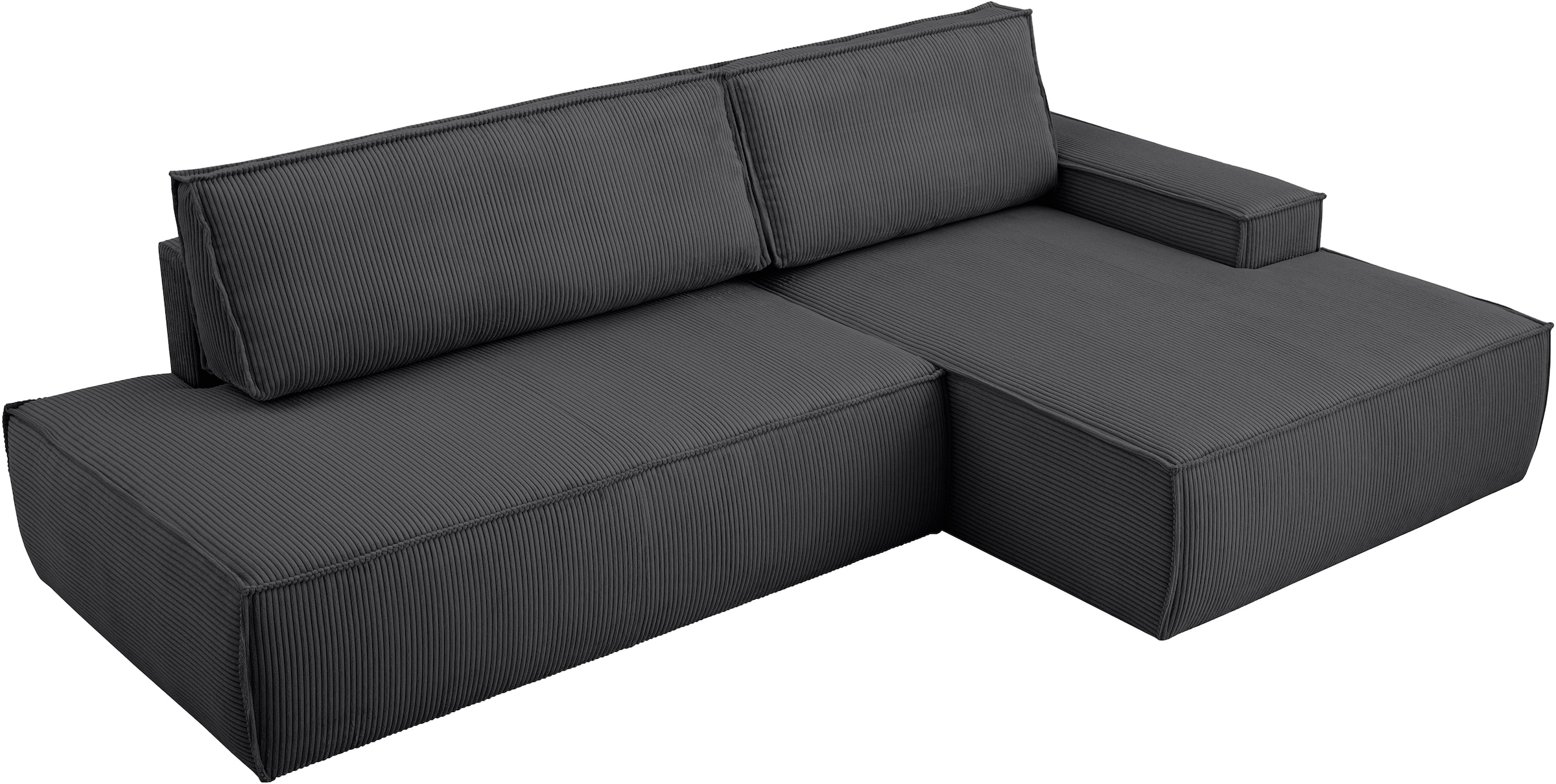 Home affaire Ecksofa »SHERWOOD,  Schlafsofa in L-Form offen (275cm), Cord, Leinenoptik« Schlaffunktion und Bettkasten, Kedernaht, hoher Sitz- & Liegekomfort,