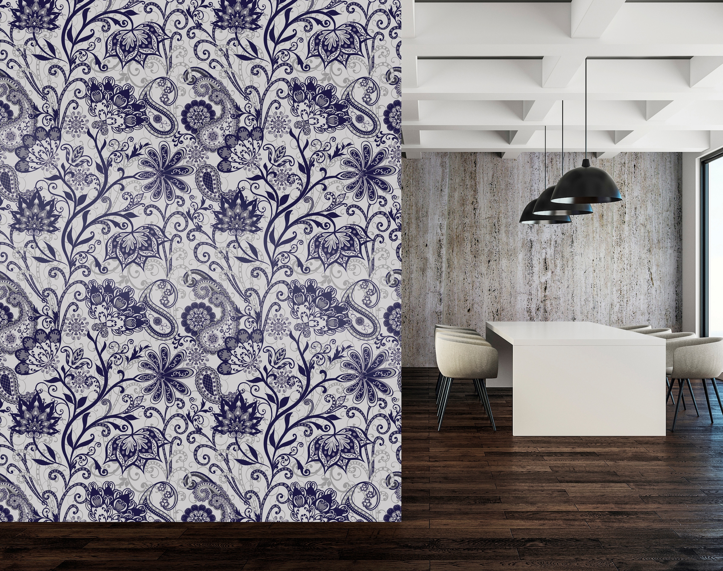 queence Vinyltapete »Felice«, bedruckt-Motiv-botanisch-floral-gemustert-natürlich, 90x250cm, selbstklebend, kinderleichte Anbringung, Sticker