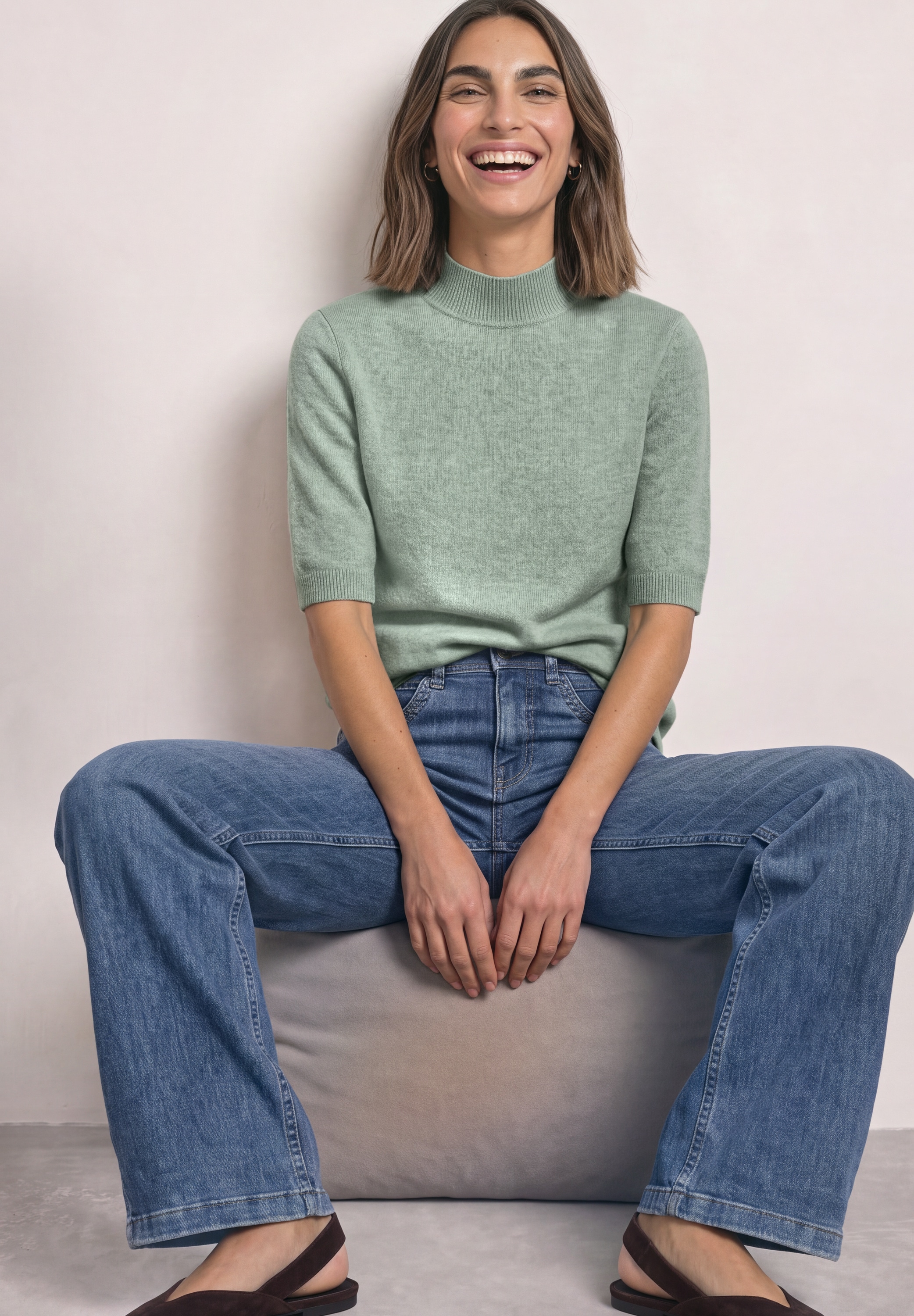STREET ONE Strickpullover Halbarm-Pullover mit Turtle Neck