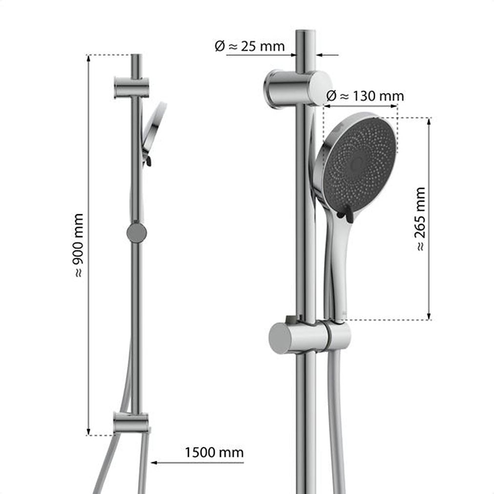 Eisl Stangenbrause-Set »GRANDE VITA«, (1 tlg.), Höhenverstellbar / 3-fach verstellbar / Antikalk / wassersparend