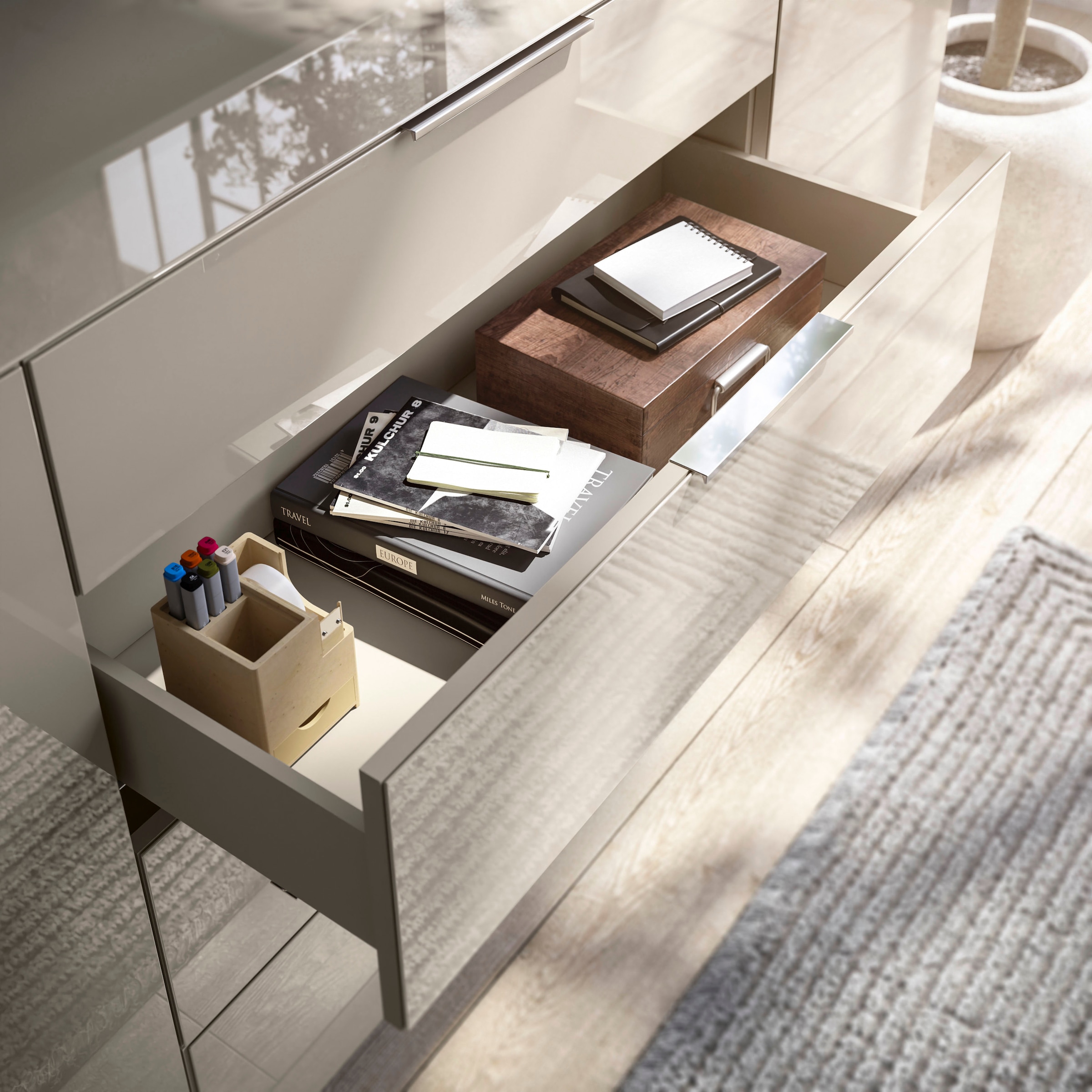 HBZ Nachtkommode »Santorin Nachtkonsole, BxHxT 45x61x40 cm«, (1 St.), Breite 45cm, Softclose für Schubkästen, Melaminbeschichtung