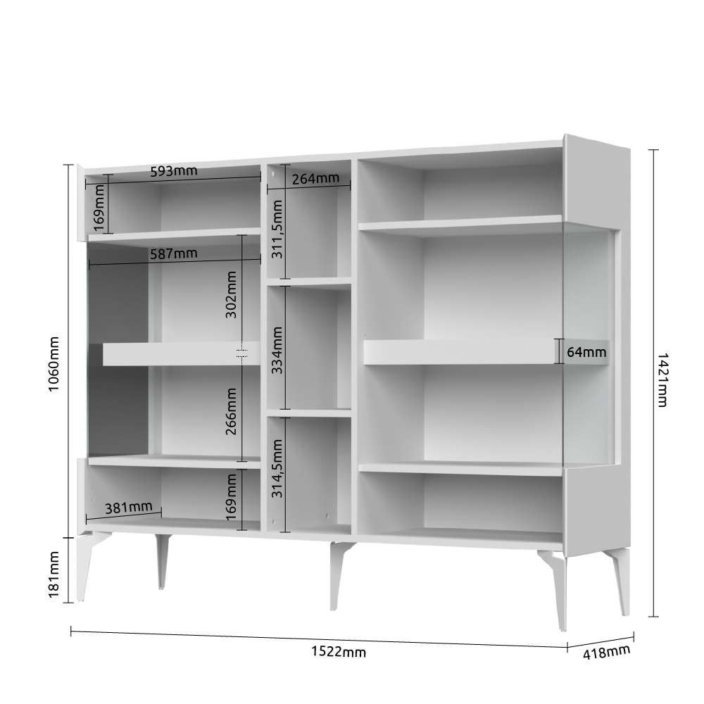 Places of Style Sideboard »Sky45«, Vitrine, Lackiert mit wasserbasiertem UV-Lack