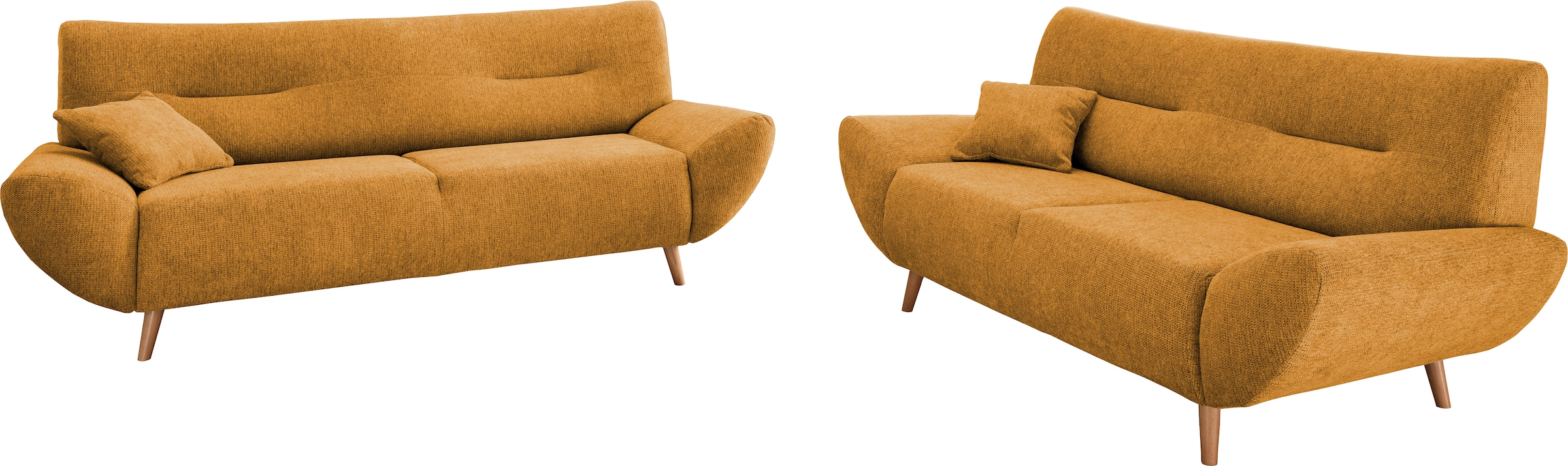 INOSIGN 3-Sitzer »Drago, elegant und zeitlos, komfortabel, mit Holzfuß« frei im Raum stellbar, inkl. 1 Zierkissen