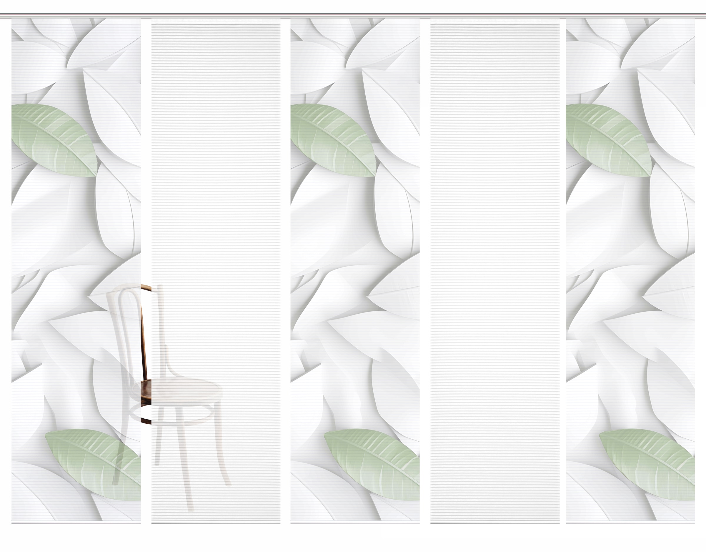 HOME in green Schiebegardine »LISON« Paneelwagen 5 Stk. tlg. SET DIGITALDRUCK,BAMBUSOPTIK RECYCELT