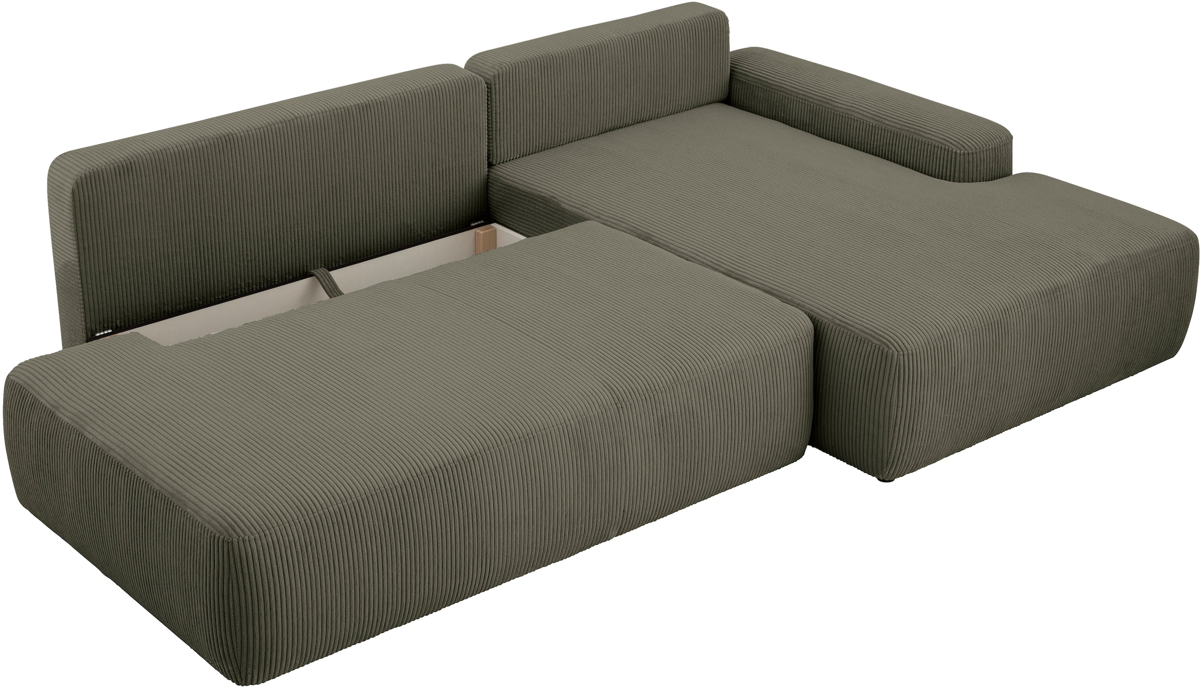 Home affaire Ecksofa »TORGE, Schlafsofa Cord, Samtvelours u. Strukur fein, Couch in L-Form« Schlaffunktion und Bettkasten, Liegefläche: 210x125 cm, neues Design