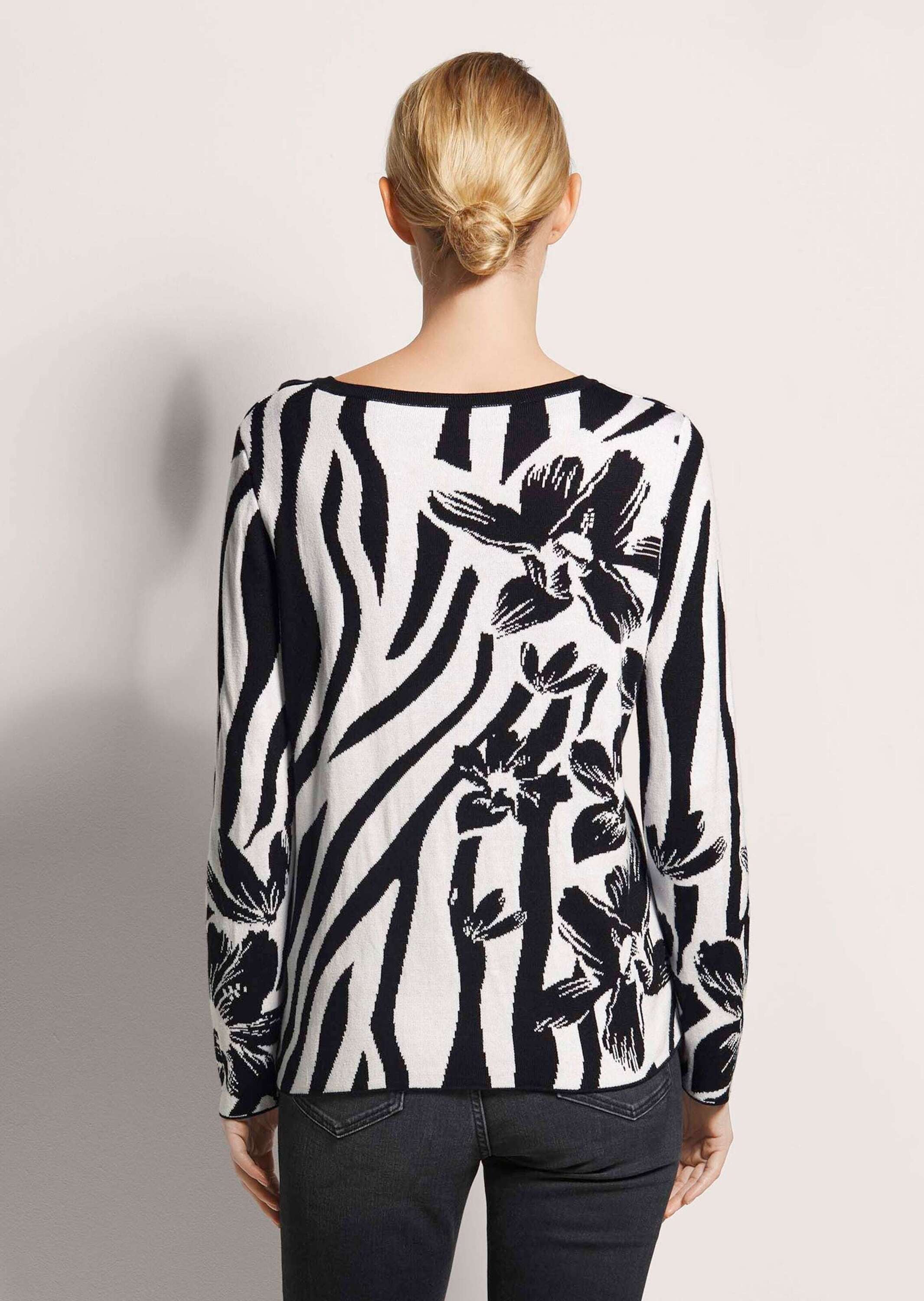 MADELEINE Longpullover »Strickpullover Intarsienpullover mit Zebra- und Blumenmuster«