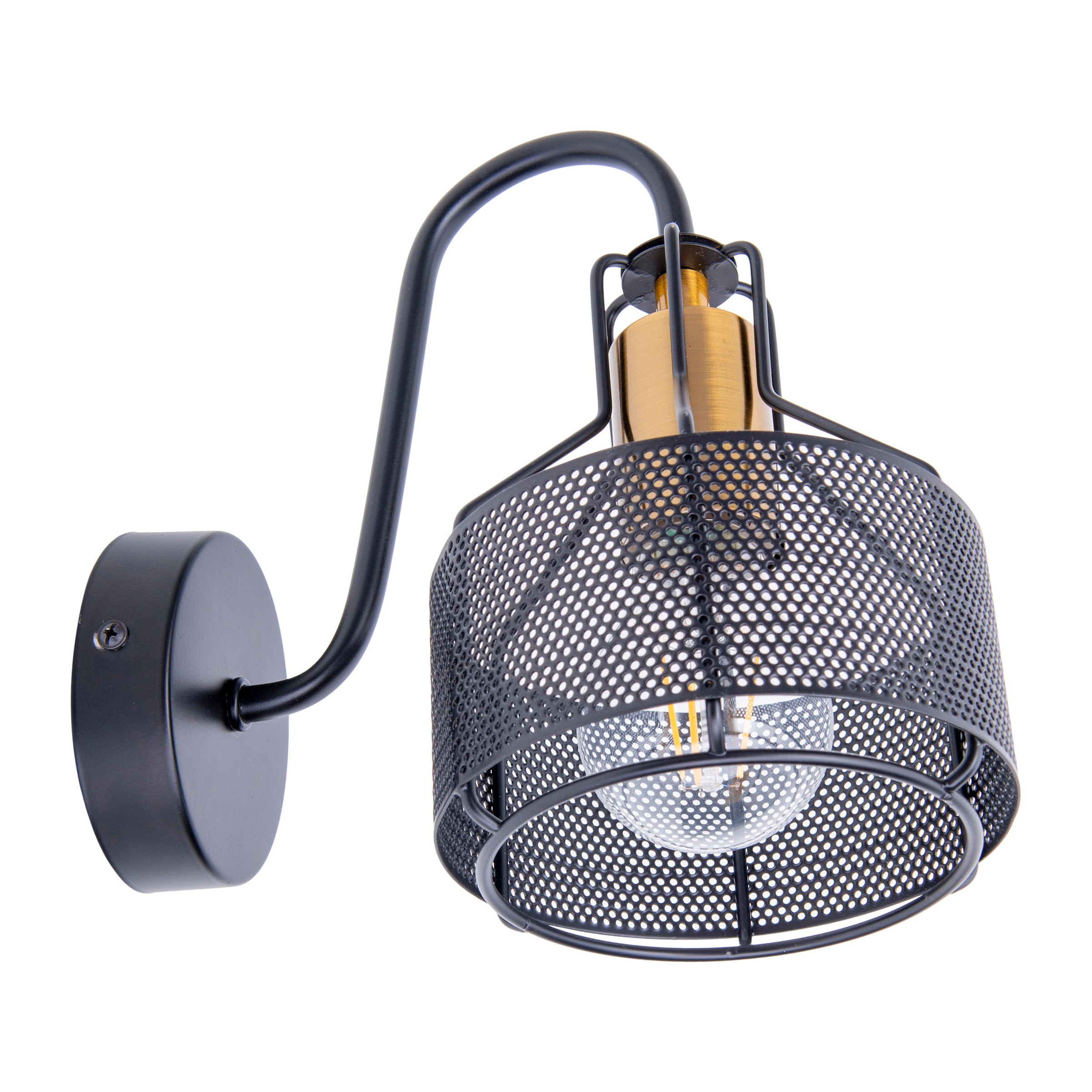 näve LED Wandstrahler »Foro« E27 1 Stk. 1er Wandspot, schwarz, Fassung golden, exkl. E27, aus Eisen, H: 23cm