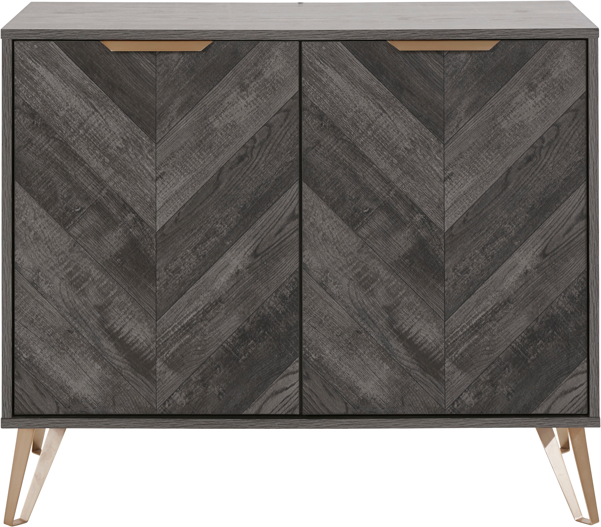 Leonique Sideboard »Nanterie«, aus edler Holzoptik, mit exklusivem Fischgrätenmuster, Breite 90 cm