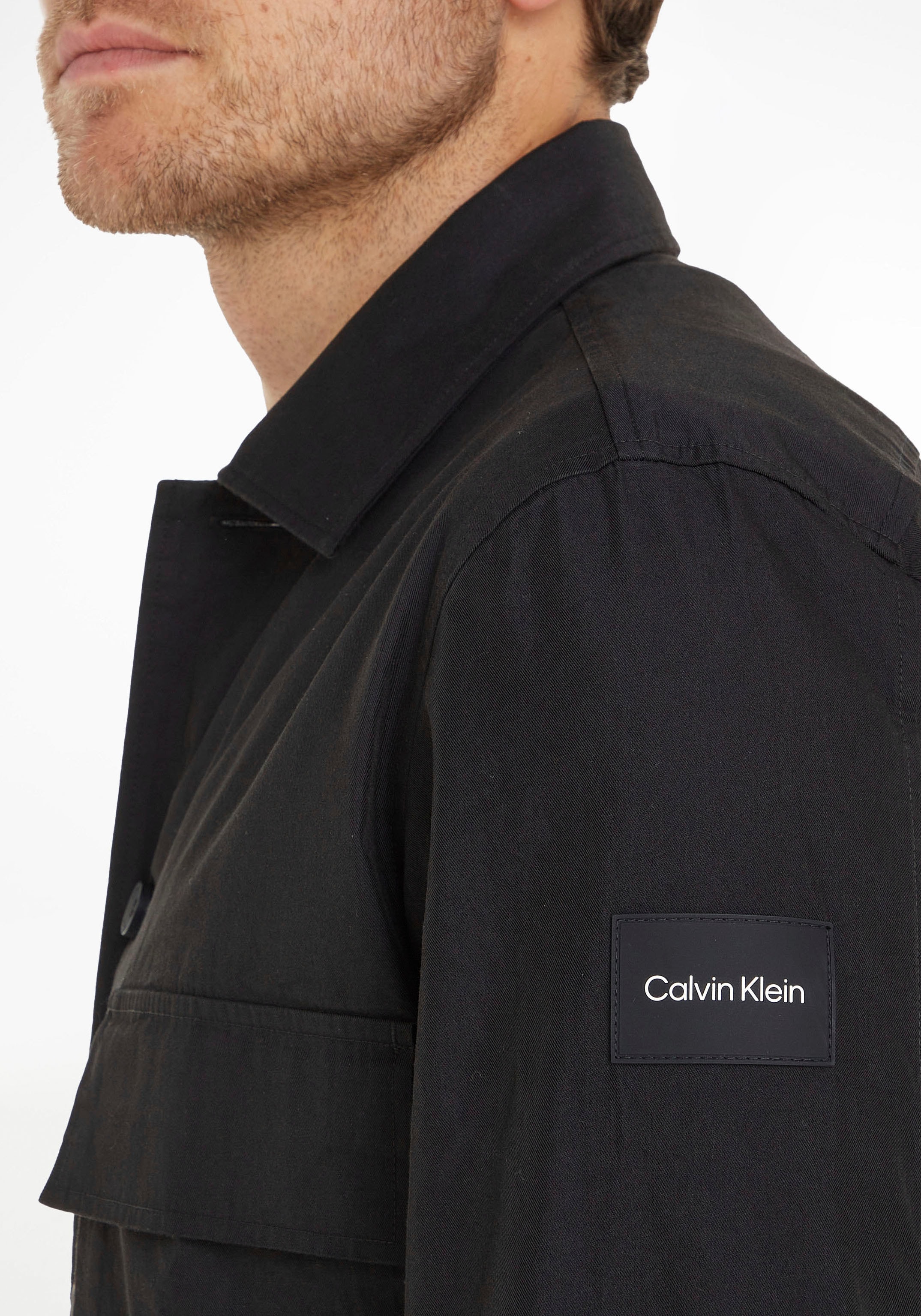 Calvin Klein Langarmhemd »COTTON NYLON OVERSHIRT«, mit aufgesetzten Brusttaschen