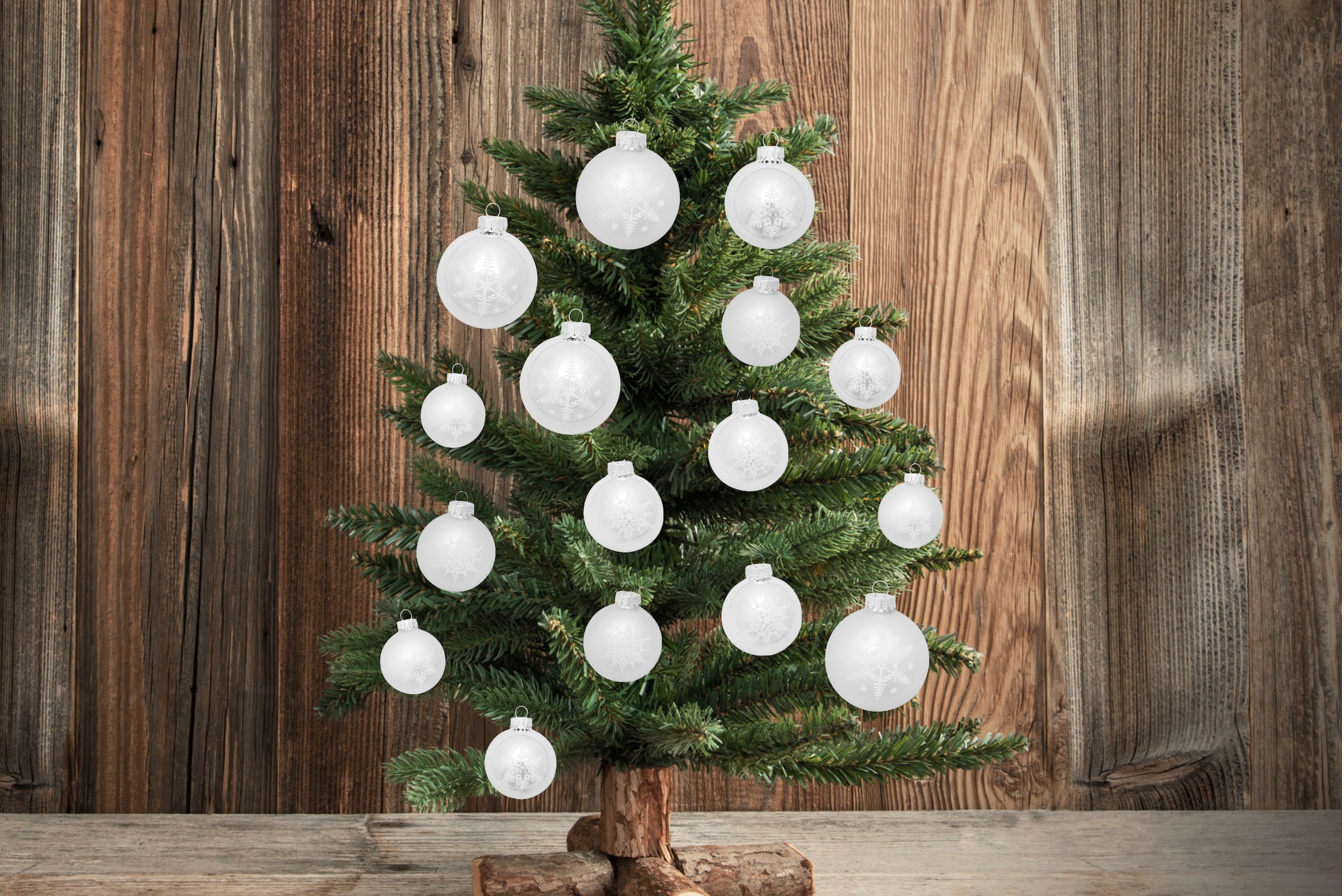 Krebs Glas Lauscha Weihnachtsbaumkugel »Schneeflocke silberfarben«, (Set, 16 St.), Weihnachtsdeko, Christbaumschmuck, Christbaumkugeln aus Glas