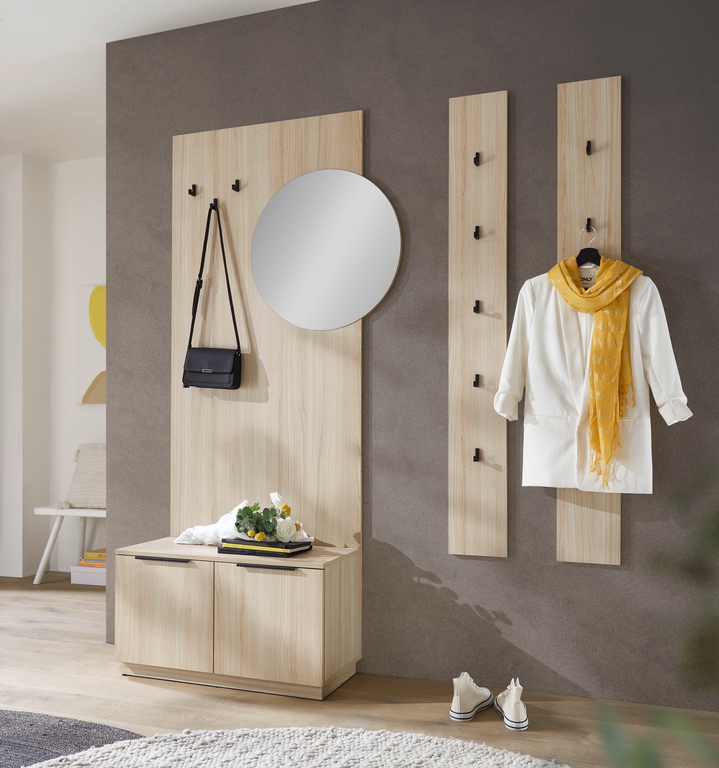 HBZ Kompaktgarderobe »Jimmy, Melaminbeschichtung, Griffleiste« 1 Stk. tlg. Breite 210cm, 4 Komponenten, Melaminbeschichtung