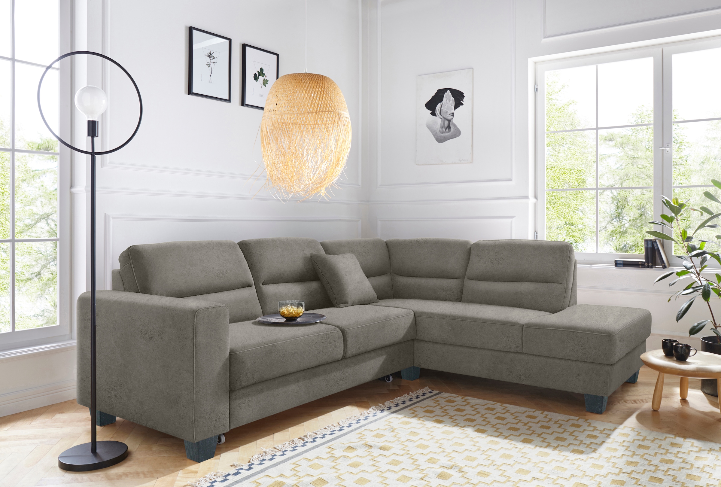 TRENDMANUFAKTUR Ecksofa »Chamber, zeitlos und modern, hoher Sitzkomfort, L-Form«, wahlweise mit Schlaffunktion