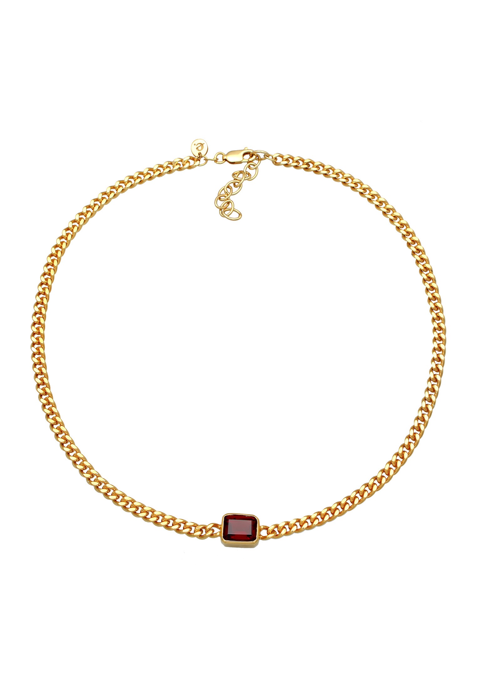 Elli Premium Choker »Halskette Granat Panzerkette Klassisch 925 Silber Vergoldet«