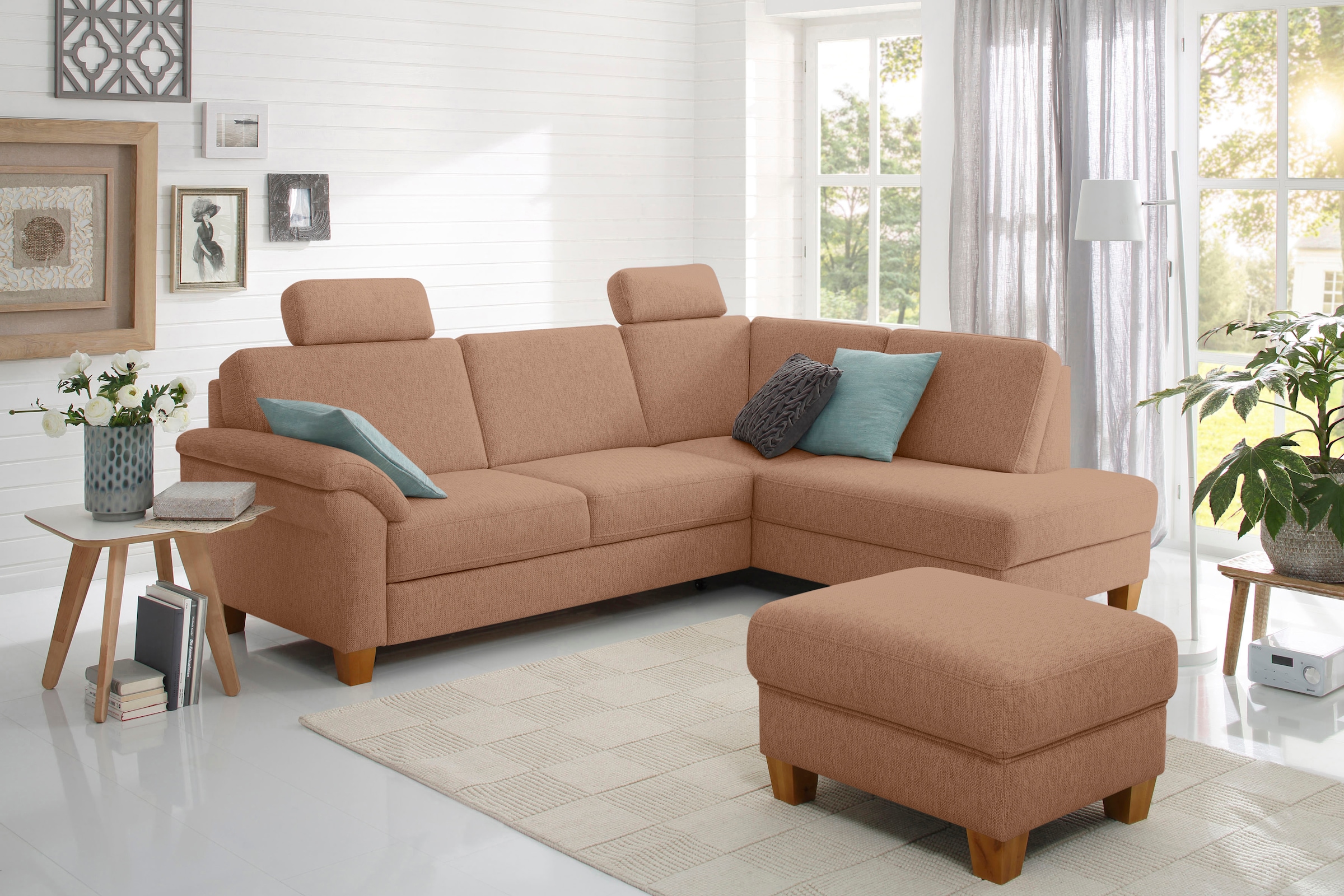 Home affaire Ecksofa »Borkum L-Form«, mit Federkern, wahlweise mit Bettfunktion