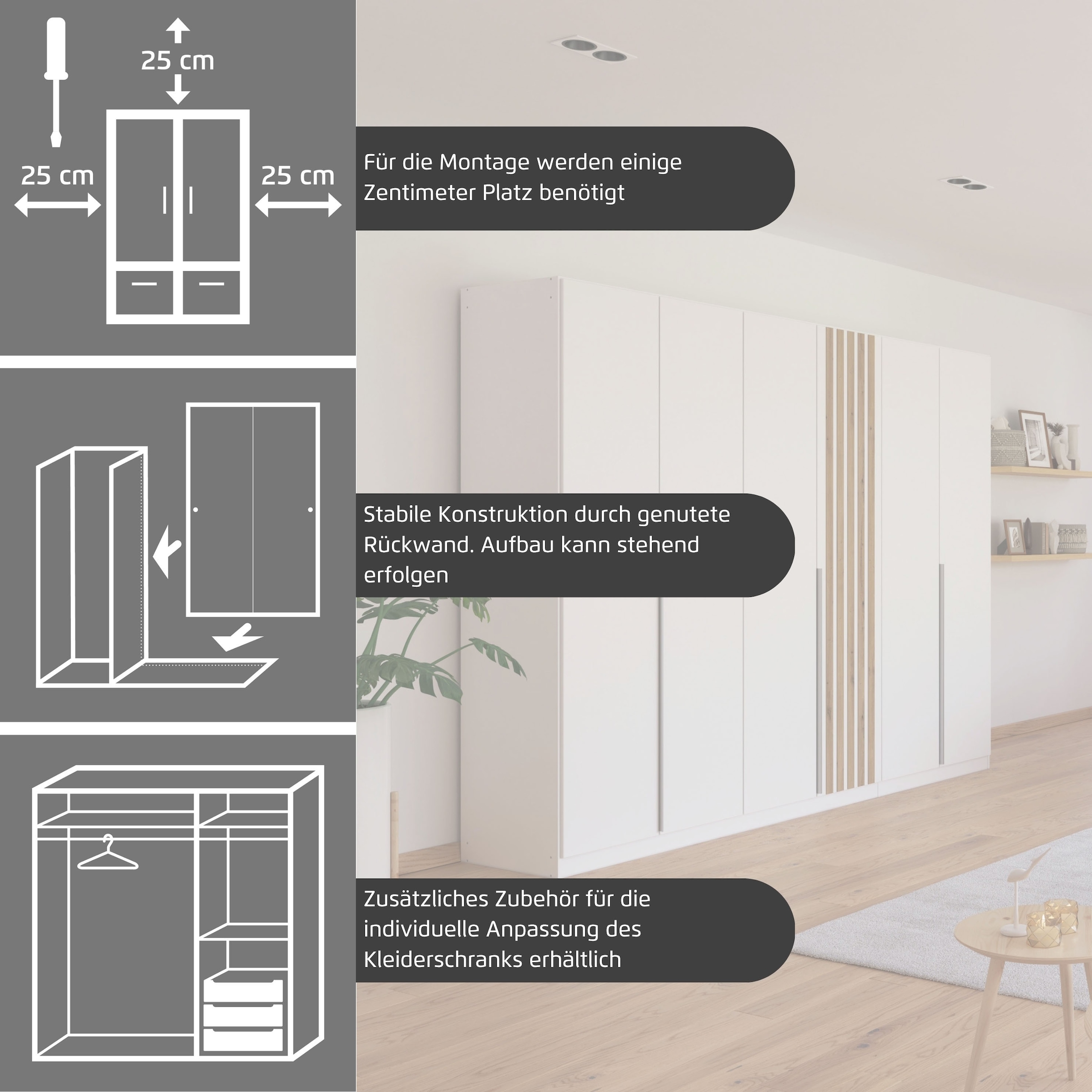 rauch Schlafzimmer-Set »Komplettzimmer Komplettschlafzimmer Komplett Set LAMELLA« Set, Schrank 226cm Bett 160/180cm in 3 Ausstattungen BASIC/CLASSIC/PREMIUM, 4 tlg. tlg.