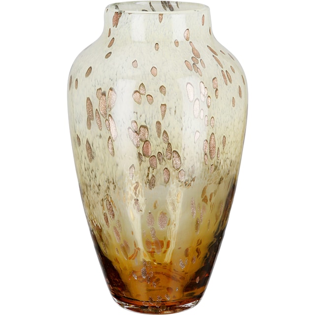 Casablanca by Gilde Tischvase »Ambrosio, Dekovase«, (1 St.), Vase aus Glas,  mit Tupfen und goldfarbenem Glitter, Höhe ca. 34 cm bequem bestellen