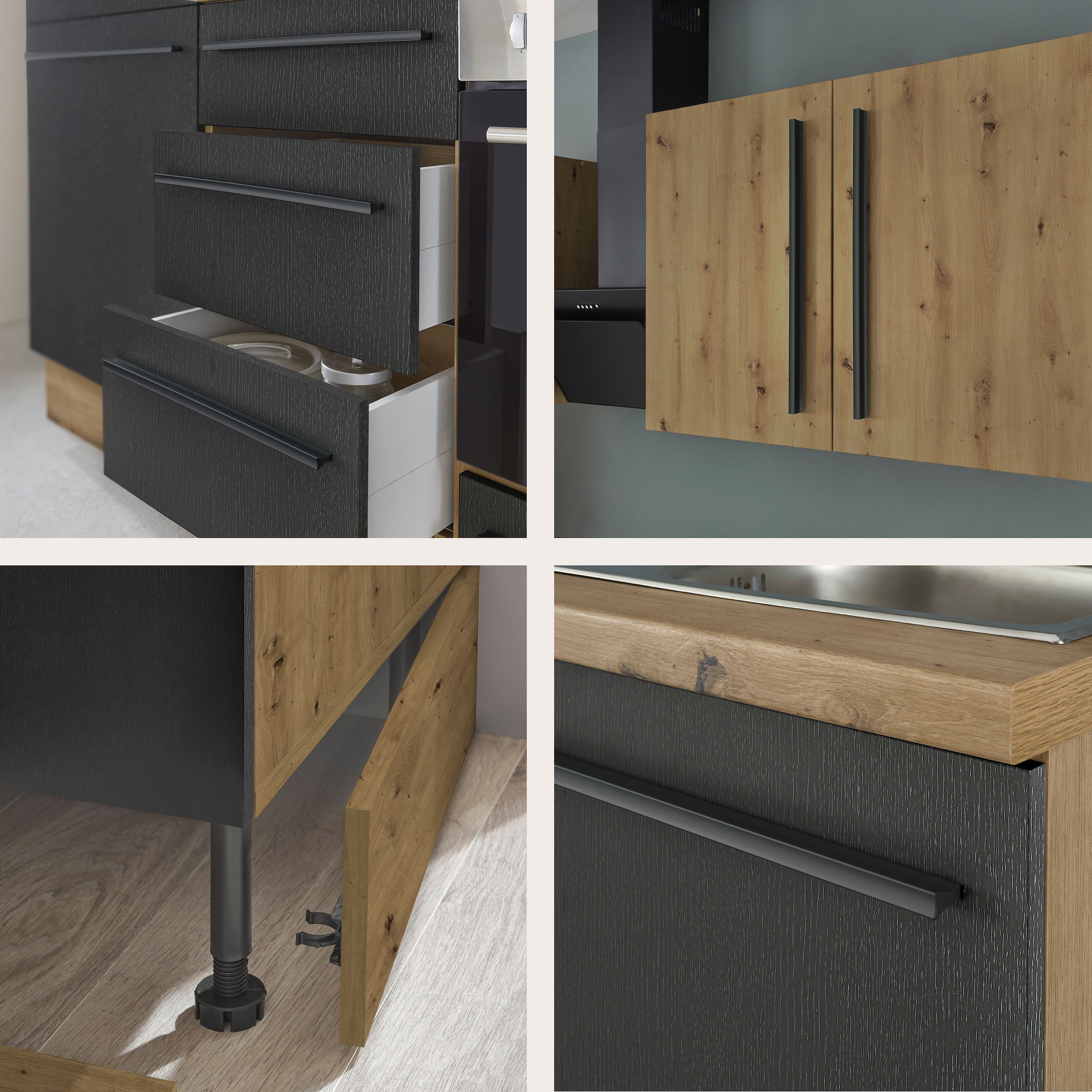 KOCHSTATION Küchenzeile »KS-Florida mit 38mm starker Arbeitsplatte«, Breite 210 cm, wahlweise mit E-Geräten, Soft-Close-Funktion