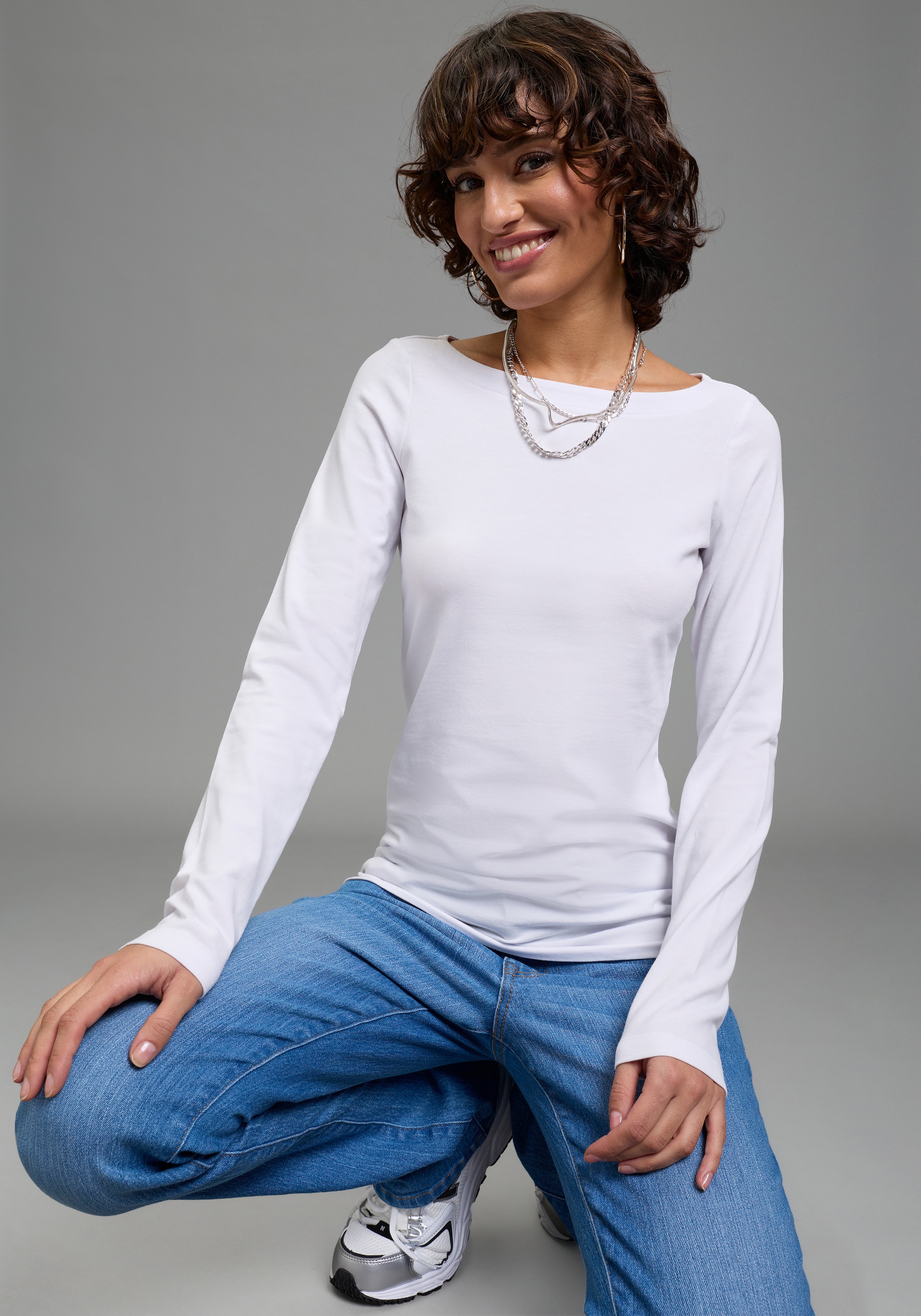 Laura Scott Longsleeve 2er-Pack,  Basic-Stil und Passform, mit U-Boot-Ausschnitt