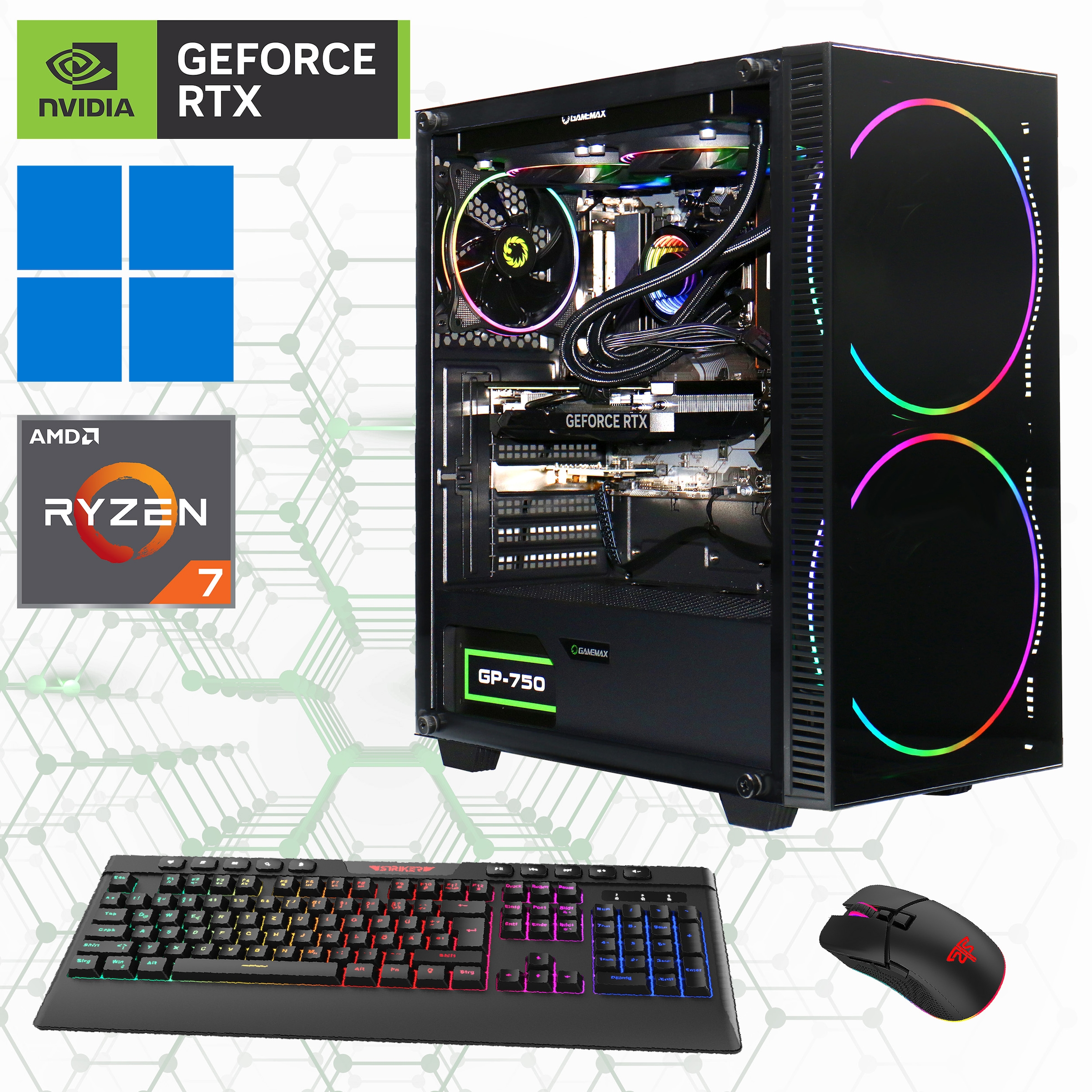 Black Hole 7305 Gaming-PC (AMD Ryzen 7 5700X, RTX 4070 Super, 32 GB RAM, 2000 GB SSD,...