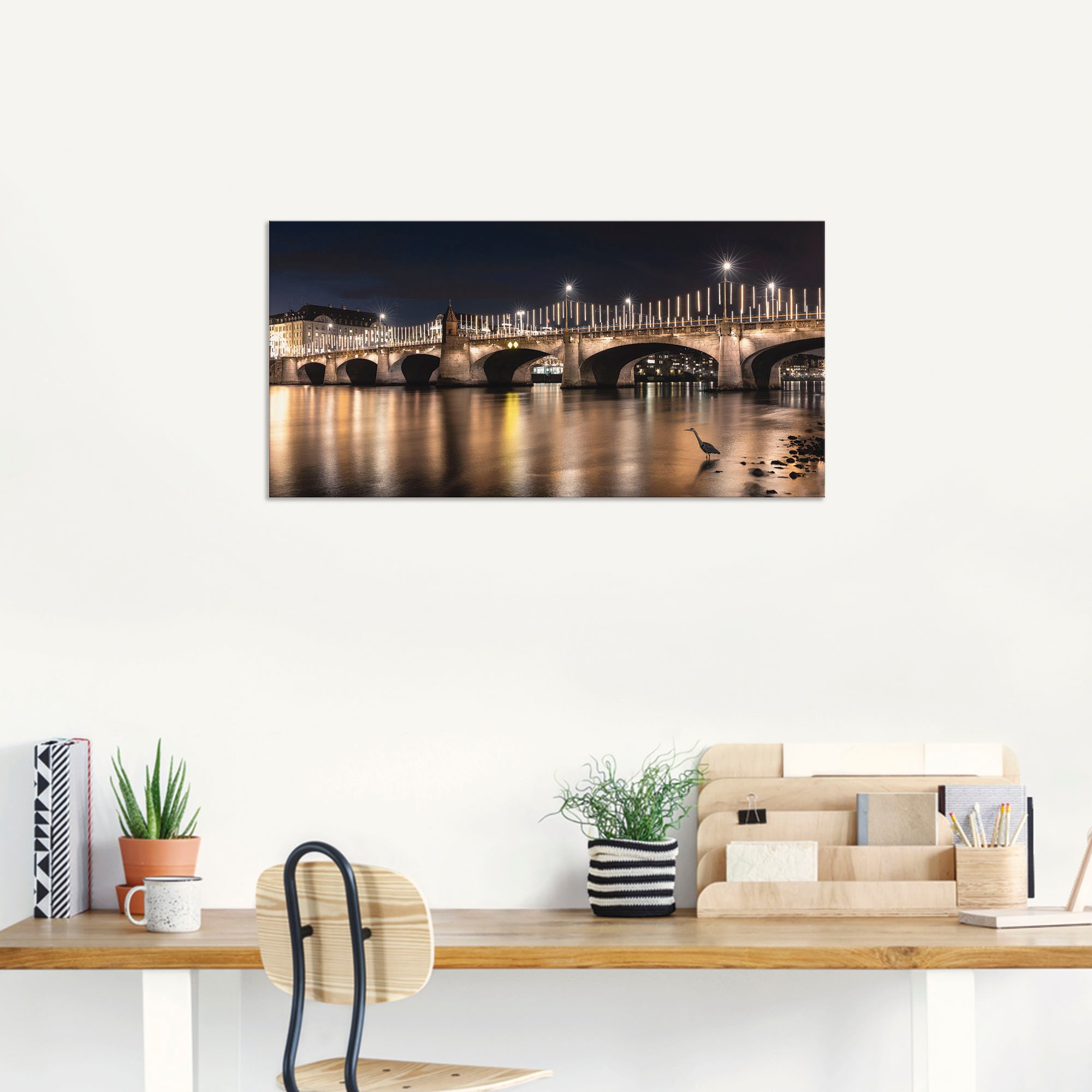 Artland Alu-Dibond-Druck »Die Mittlere Rheinbrücke«, Brücken, (1 St.), für Innen- und Außenbereich geeignet, Outdoorbild