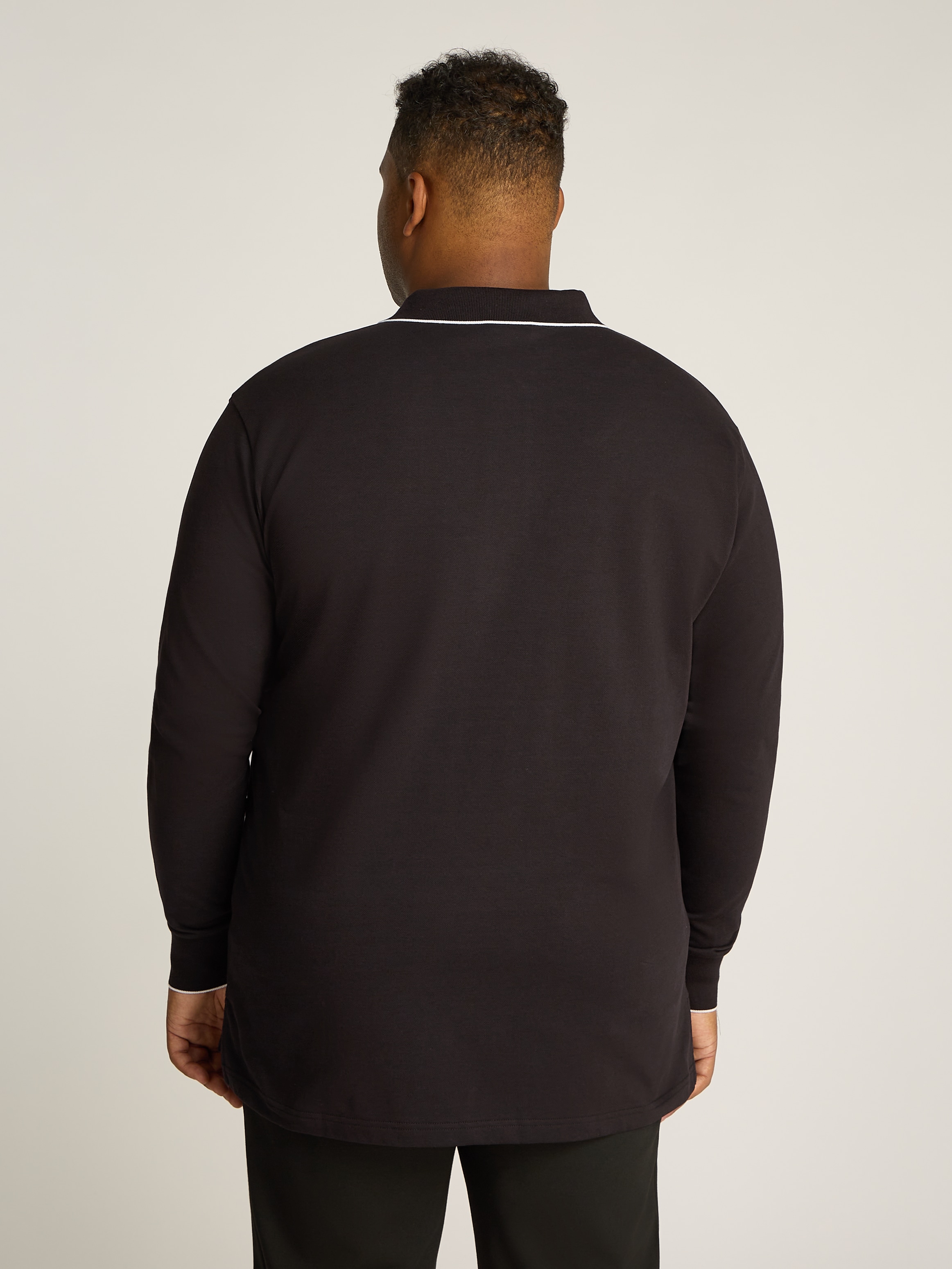 Calvin Klein Big&Tall Langarm-Poloshirt »BT_STRETCH PIQUE TIPPING LS POLO«, in großen Größen mit Logopatch