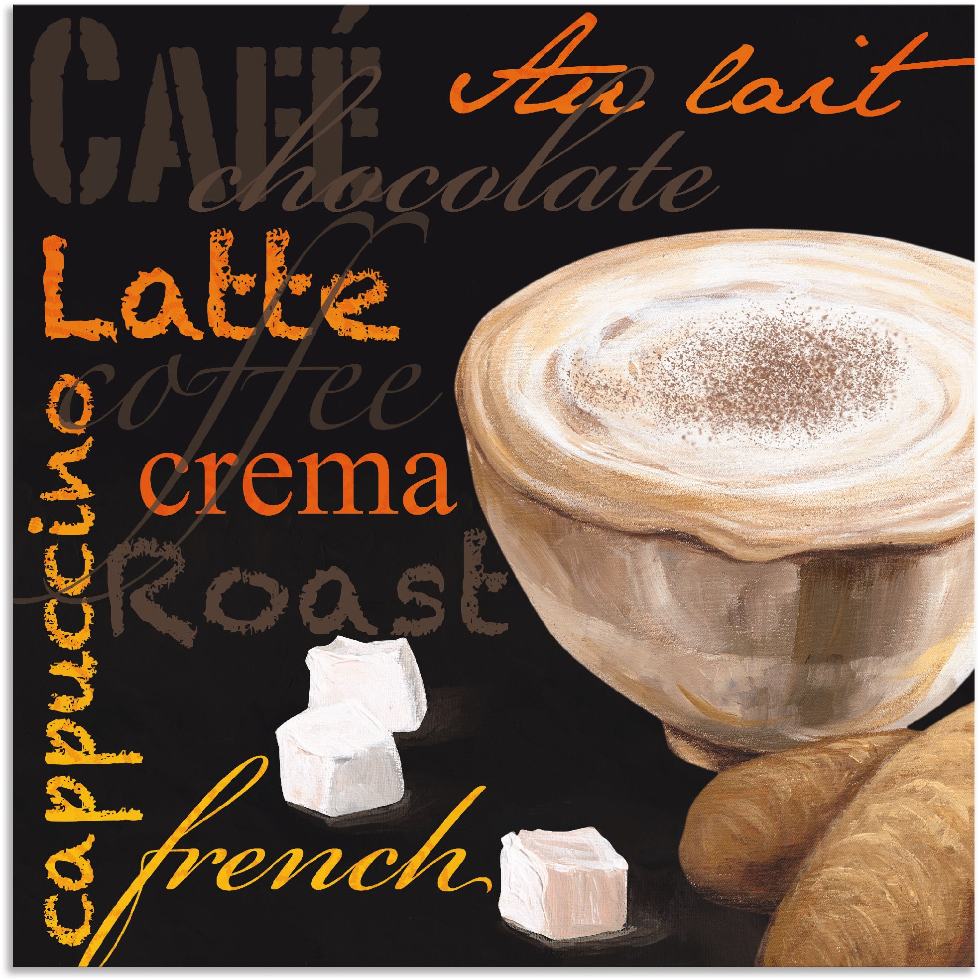 bestellen Wandaufkleber »Cappuccino Artland Alubild, Wandbild St.), oder in Kaffee«, versch. auf Leinwandbild, (1 Bilder, Kaffee Poster - Größen Raten als