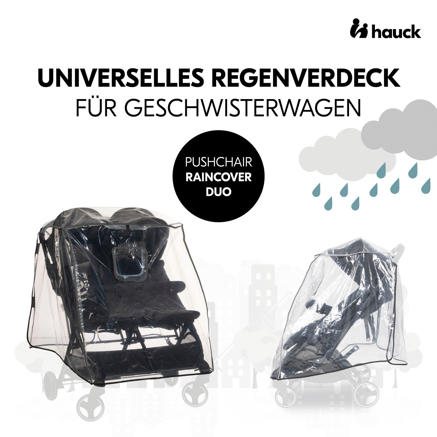 Hauck Kinderwagen-Regenschutzhülle »Pushchair Raincover Duo«, für Geschwisterwagen