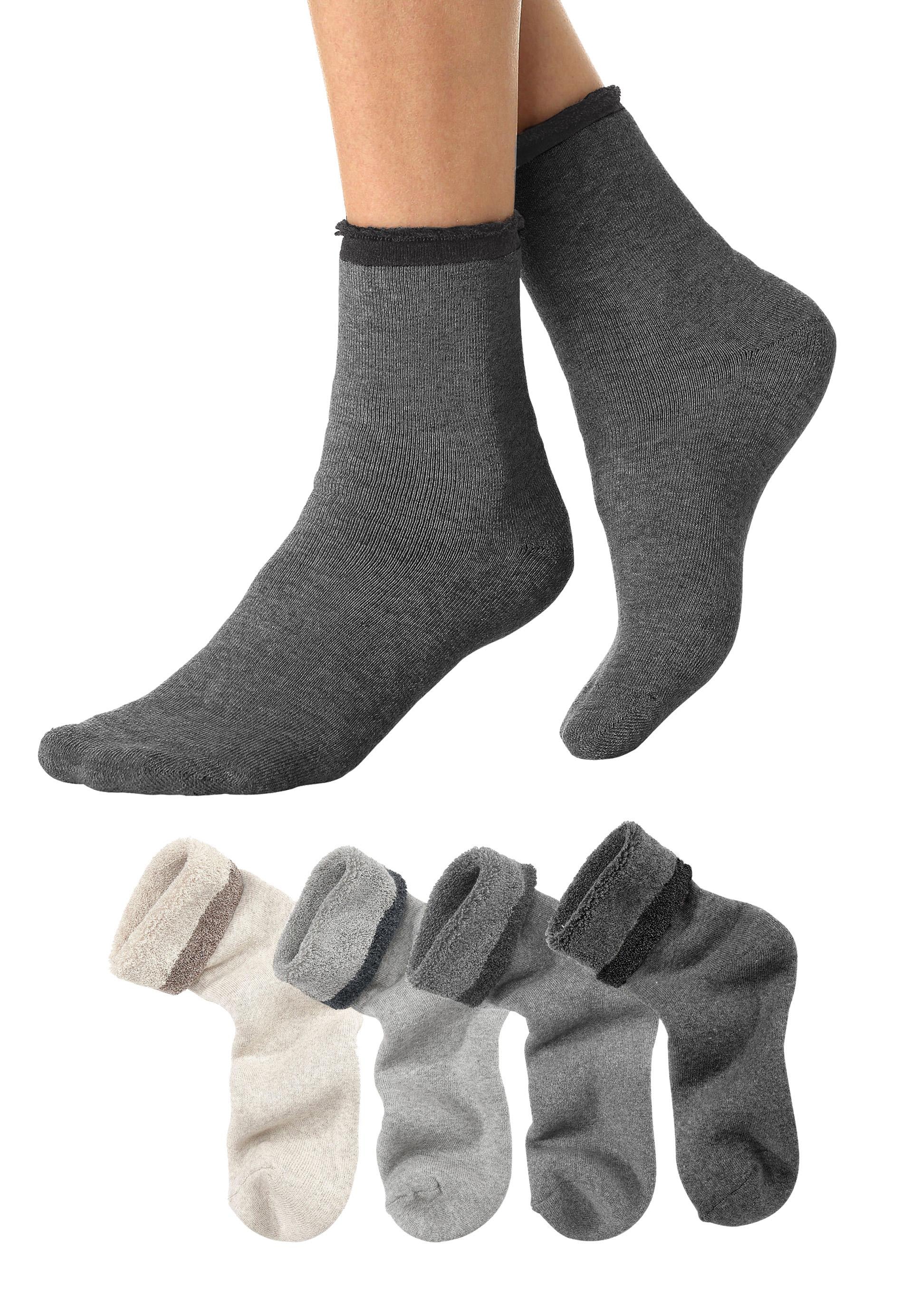 Lavana Kuschelsocken, (Packung, 4 Paar), mit Innenfrottee