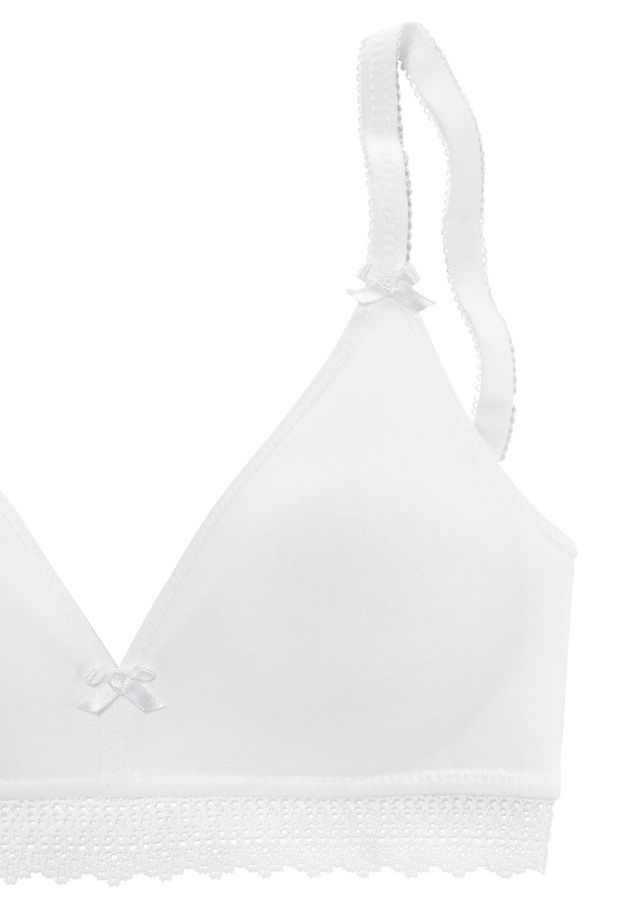 petite fleur Bralette-BH, (Packung, 2 Stück), ohne Bügel mit Spitzenband, aus weicher Baumwolle, Basic Dessous