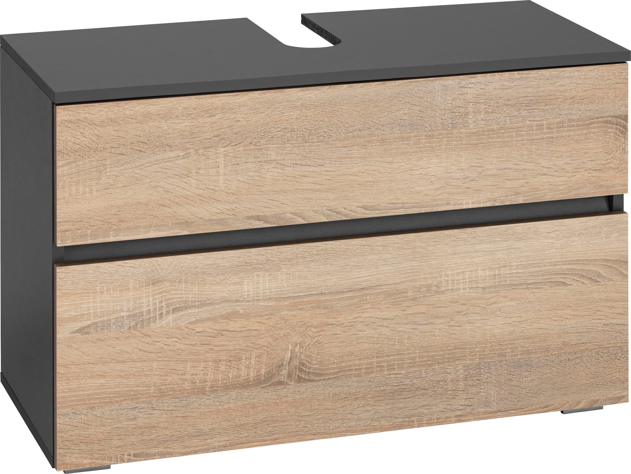 Home affaire Waschbeckenunterschrank »Wisla«, Siphonausschnitt, Push-to-open-Funktion, Breite 80 cm, Höhe 55 cm